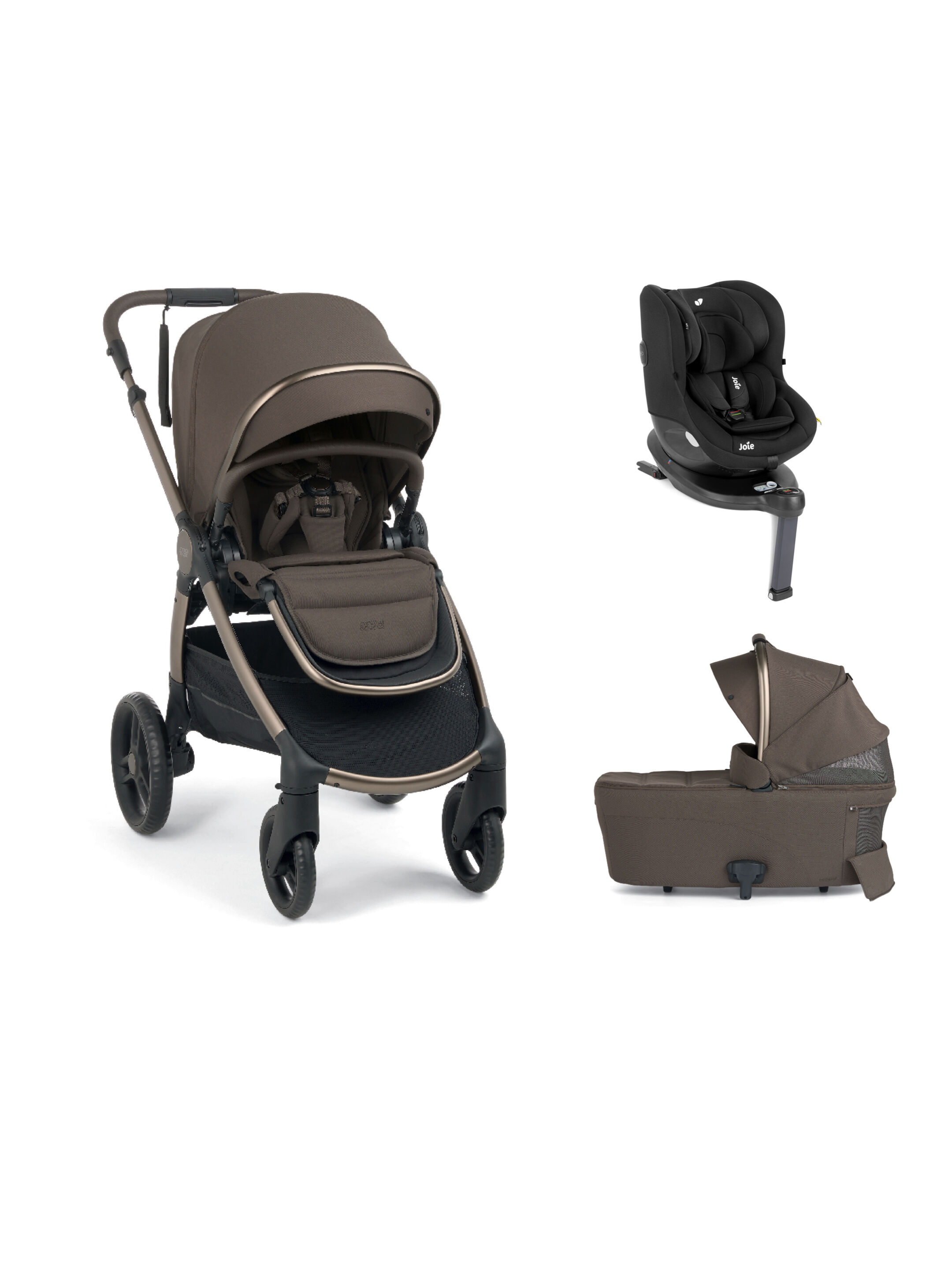 Ocarro 2 Pushchair and Carrycot Bundle with Joie i-Spin 360 Car Seat (3 Pieces) Shale  - Crema image number 1