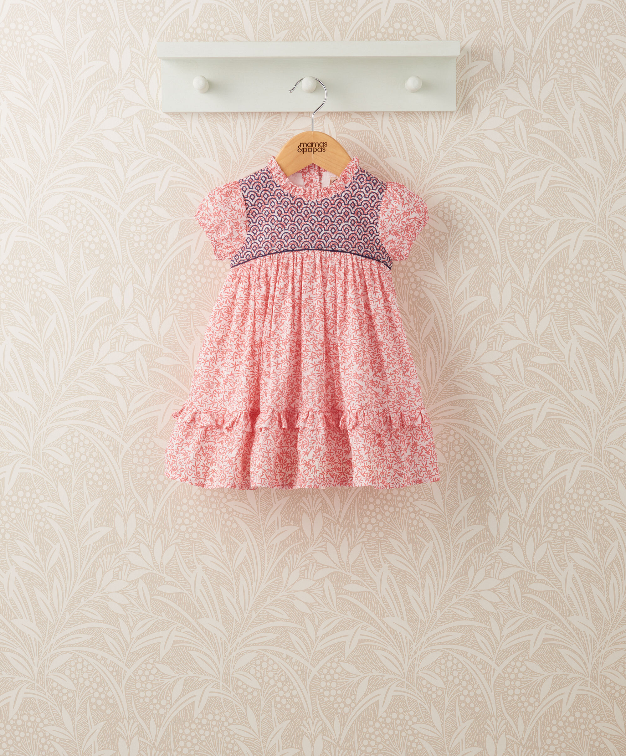 Ruffle Neck Embroidered Dress - Laura Ashley image number 1