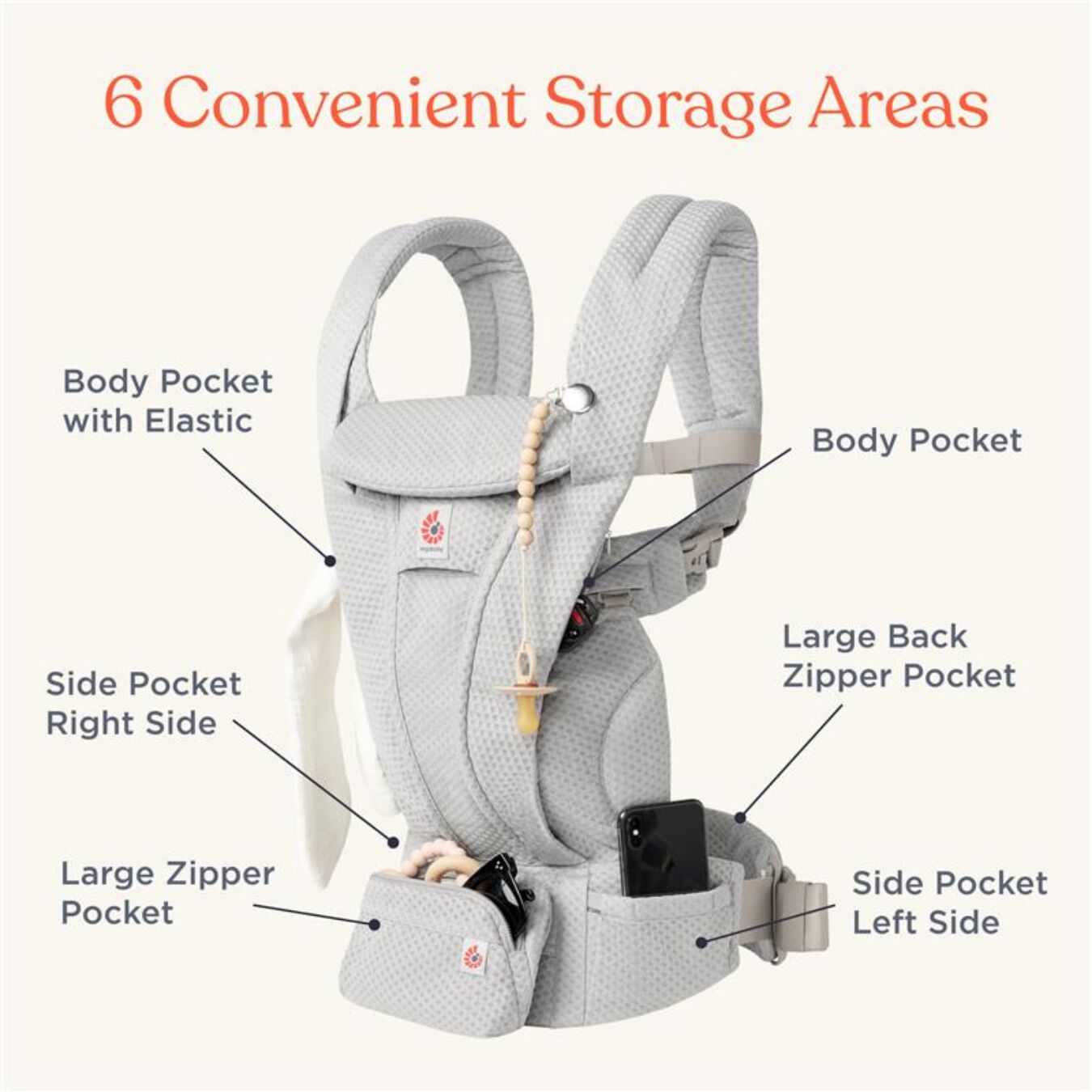 Ergobaby Omni Deluxe Mesh - Pearl Grey image number 5