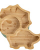 Citron Organic Bamboo Plate Suction + Spoon Dino Pastel Green image number 4
