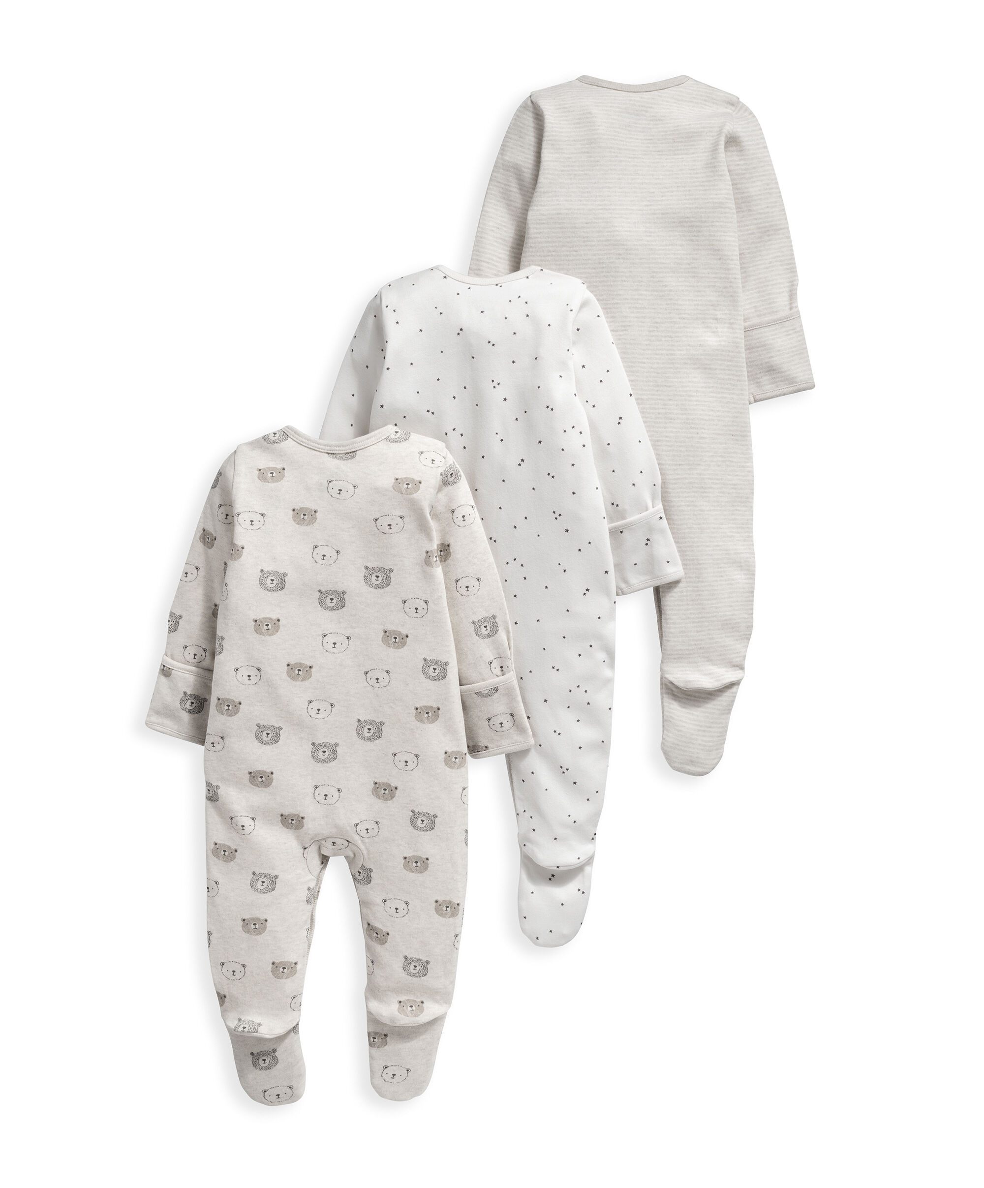 3 Pack Bear Sleepsuits image number 2