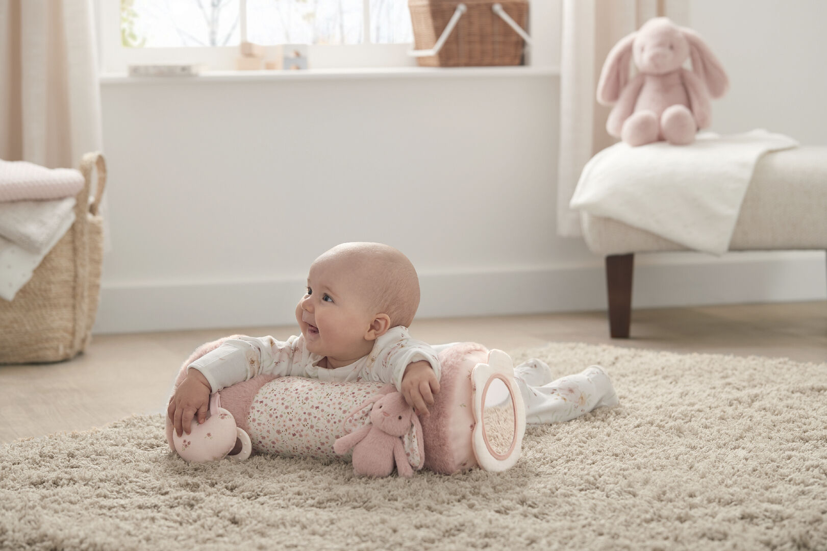 Welcome to the World Bunny Tummy Time Roll - Pink image number 6