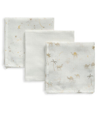 3 Pack Muslin Squares Camel Neutral