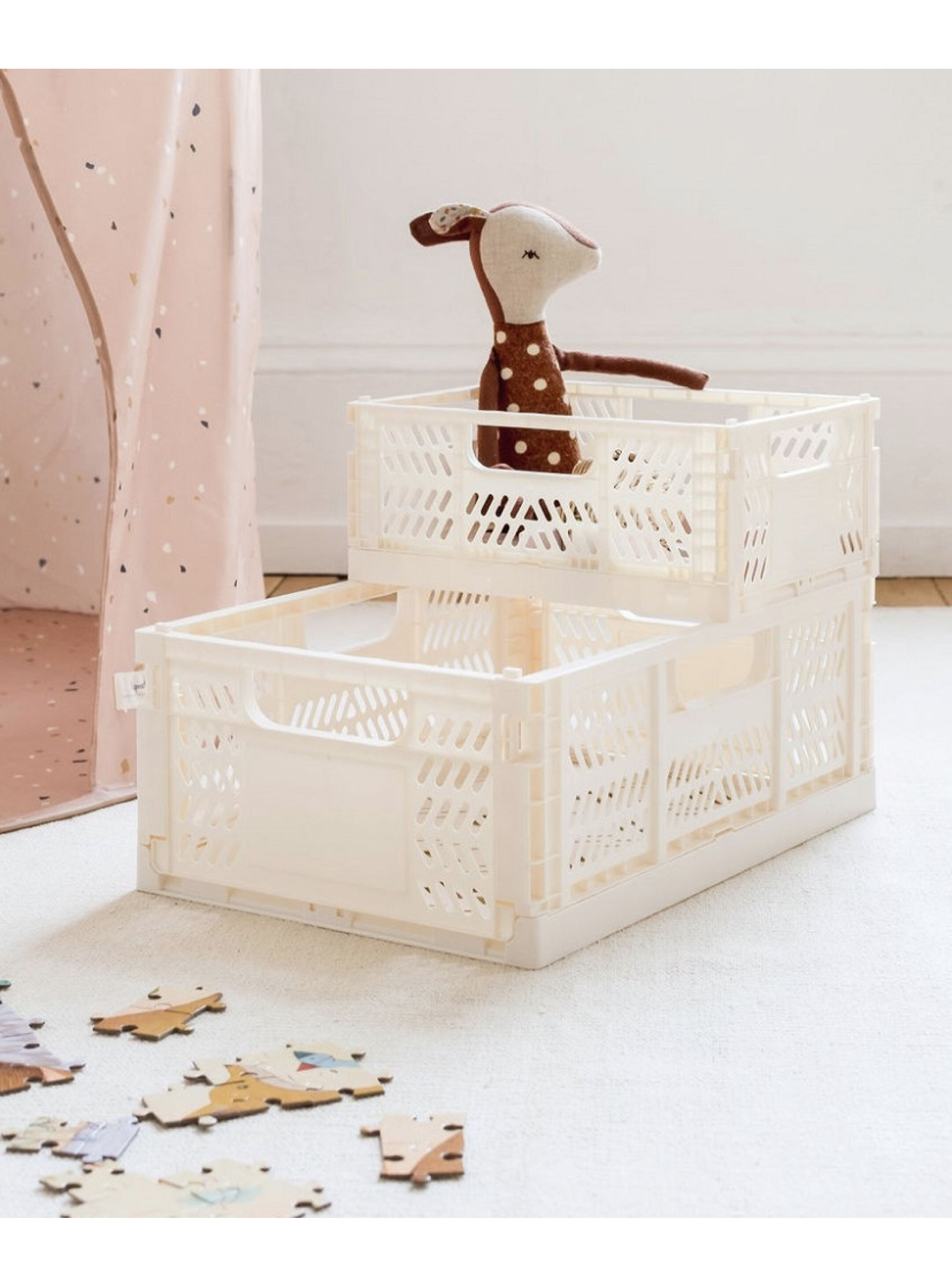 3 Sprouts Modern Folding Crate Medium - Cream image number 3
