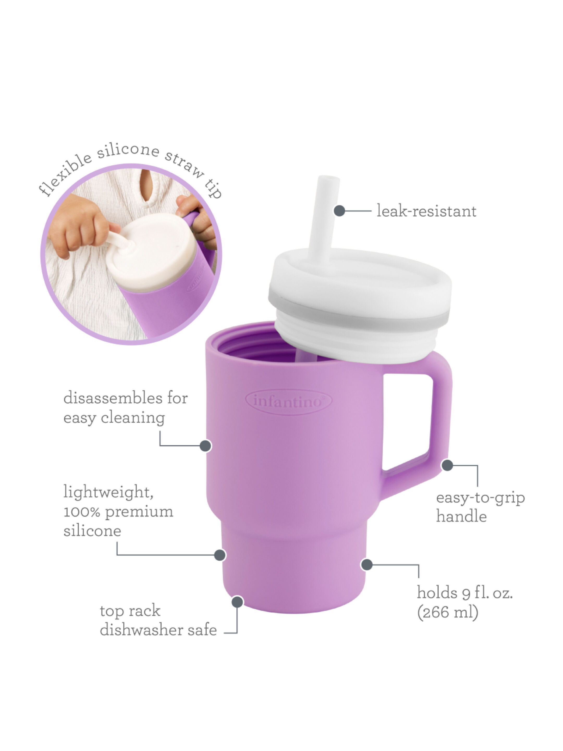 Infantino My 1st Tumbler - Lilac (6m+, 266ml) image number 2