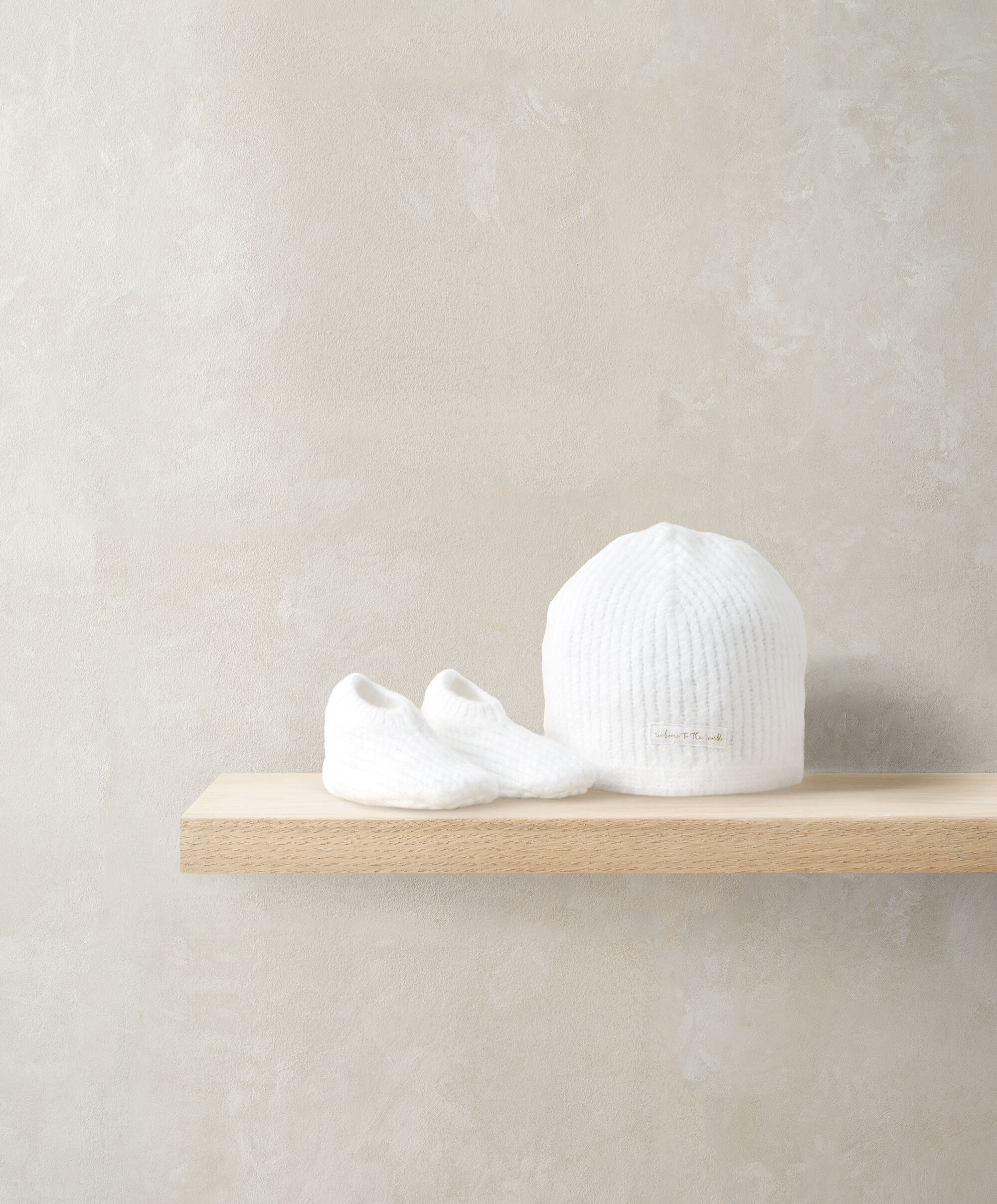 Waffle Knit Hat & Booties Set - White image number 1