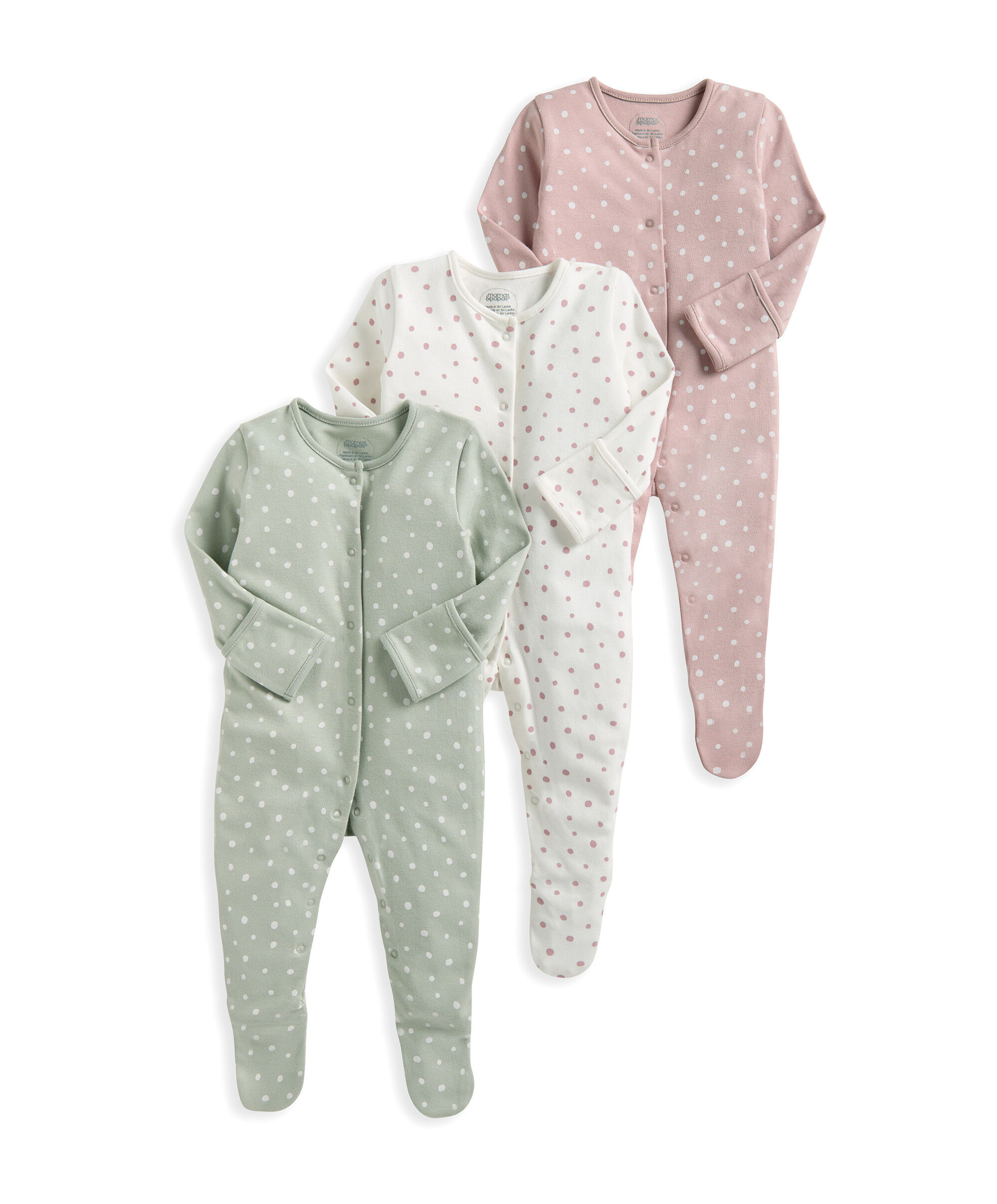 Spotty Sleepsuits (Pack of 3) image number 2