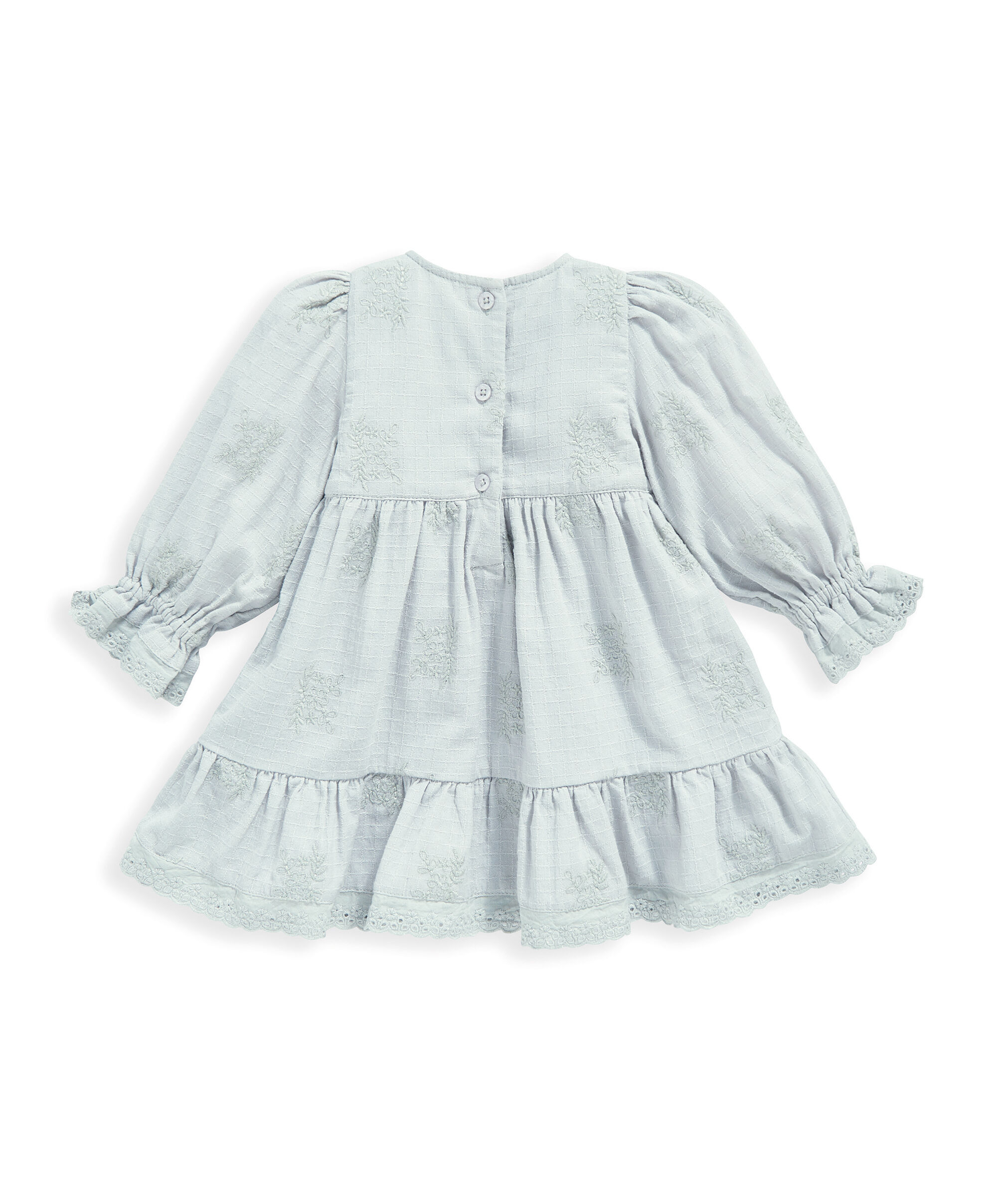 Green Long Sleeve Embroidered Dress image number 3