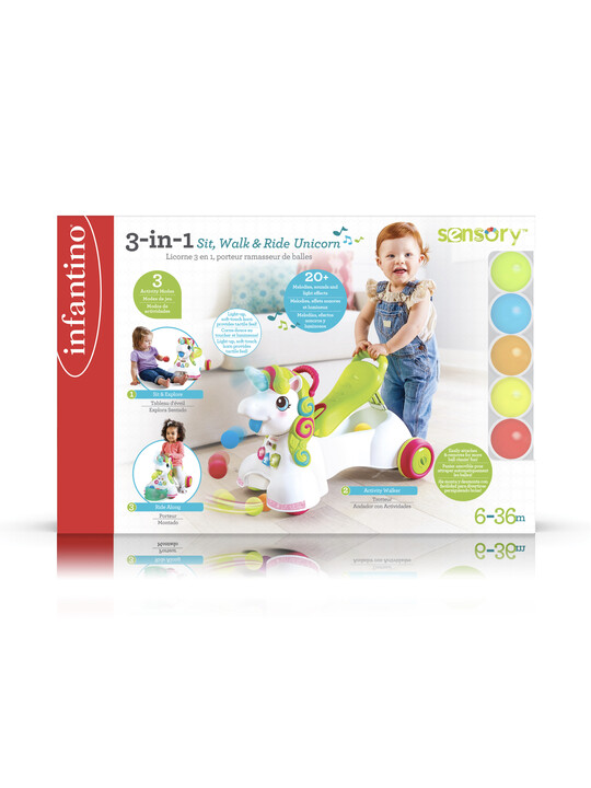 Buy Infantino Infantino 3 In 1 Sit Walk Ride Unicorn Playmats Gyms Mamas Papas KSA