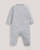 Fine Knit Romper with Pointelle Details Grey- New Born image number 1