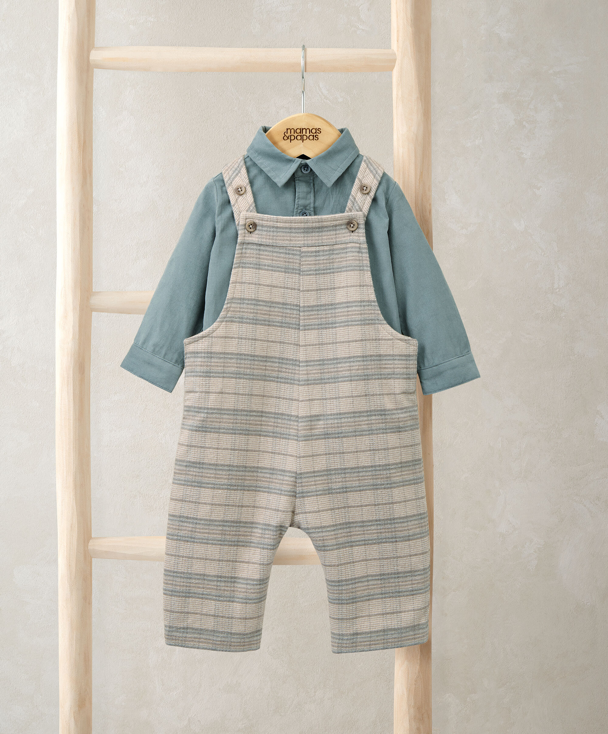 2Pc Check Dungaree Set