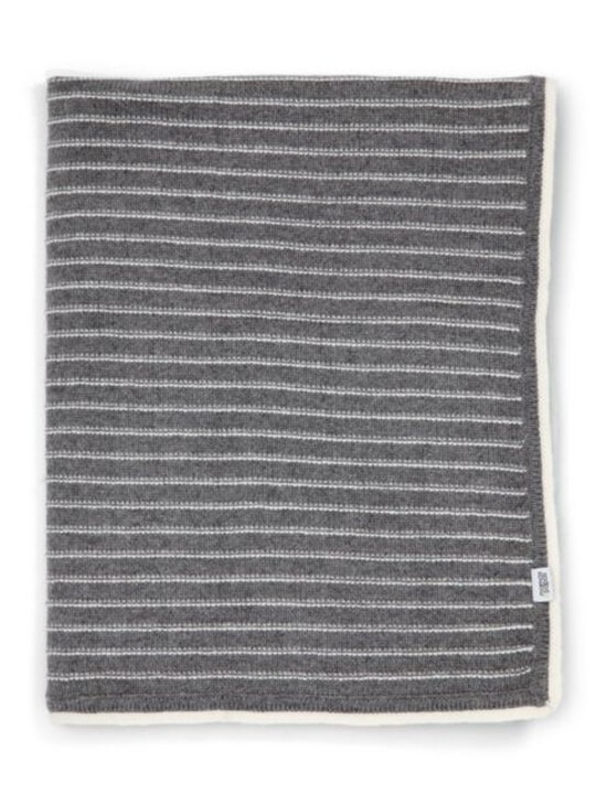 Knitted Blanket - 70 x 90cm - Grey Stripe image number 2