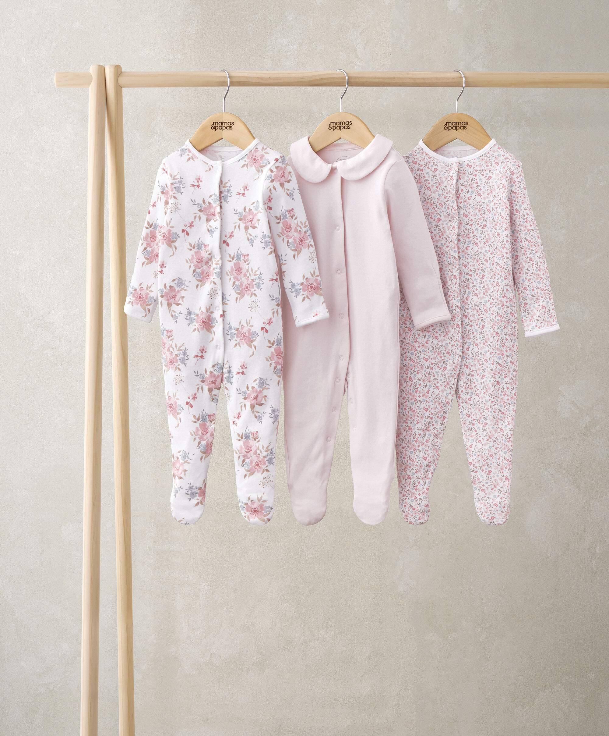 Watercolour Floral Sleepsuits (Set of 3)