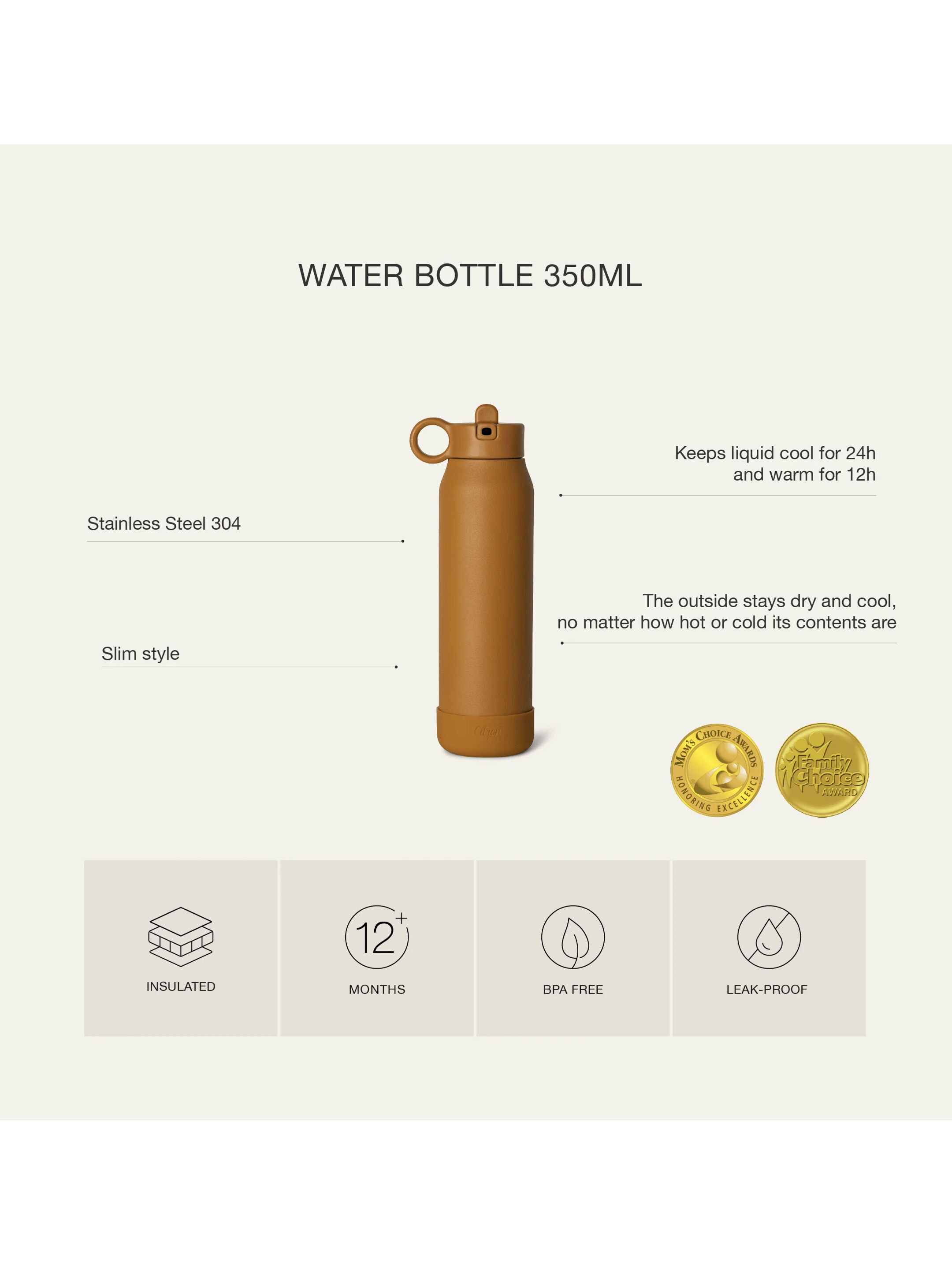 Citron Small Water Bottle - 350ml - Ballerina image number 6