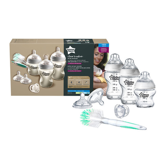 Tommee Tippee Closer to Nature Glass Feeding Bottle Kit, Starter Set - Clear image number 1