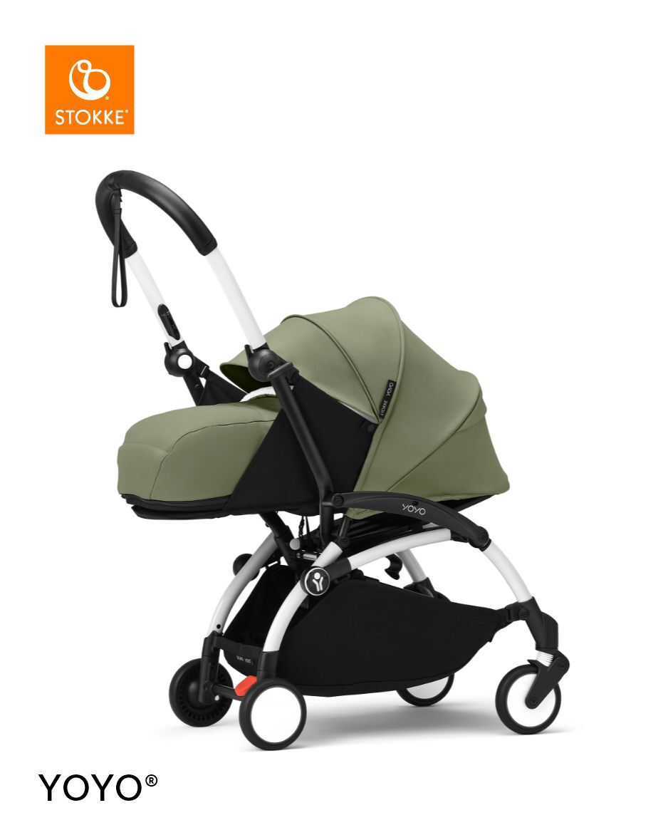 Stokke YOYO3 White Frame with 0+ Newborn Pack - Air France Blue & Cup Holder (3 Pieces)