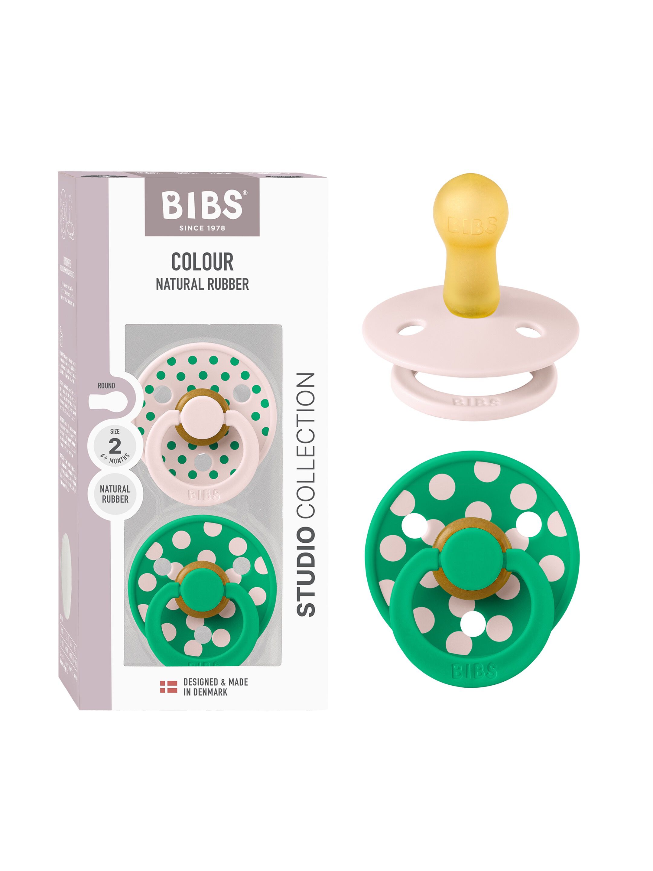 BIBS Pacifier Studio Colour 2 Pack Polka Latex Size 2 Petal Cactus image number 1