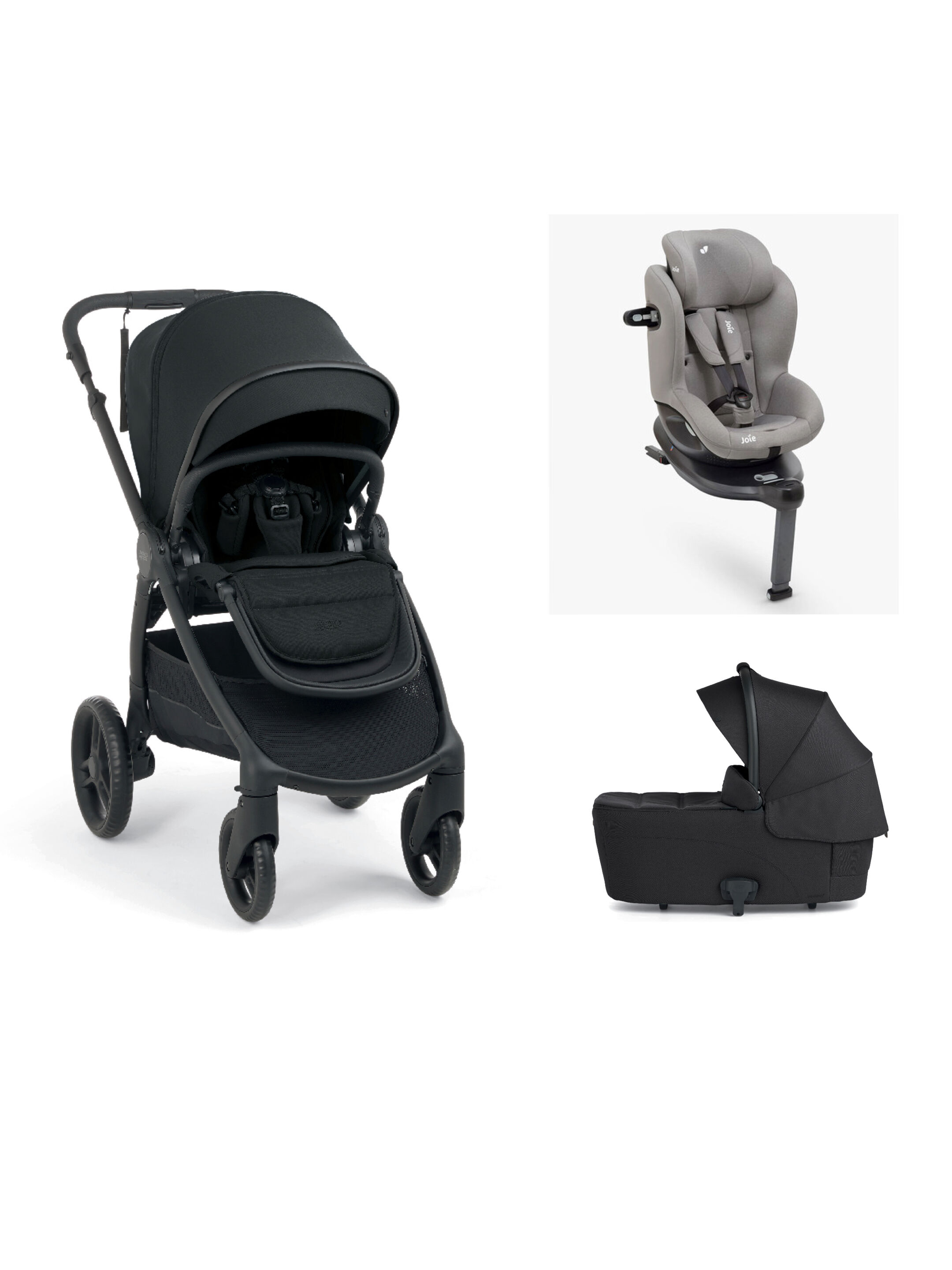 Ocarro 2 Pushchair and Carrycot Bundle with Joie Baby i-Spin 360 i-Size Car Seat (3 Pieces) - Eclipse