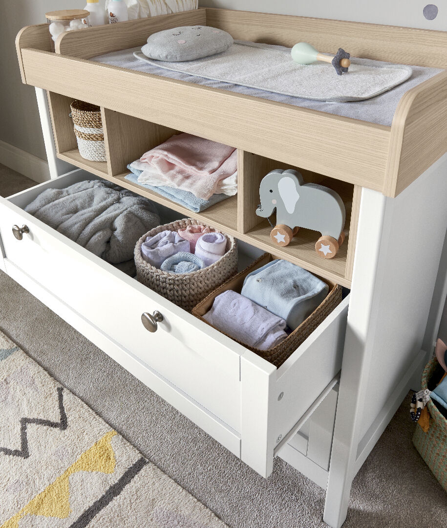 Harwell 2 Piece Cotbed with Dresser Changer Set - White image number 4