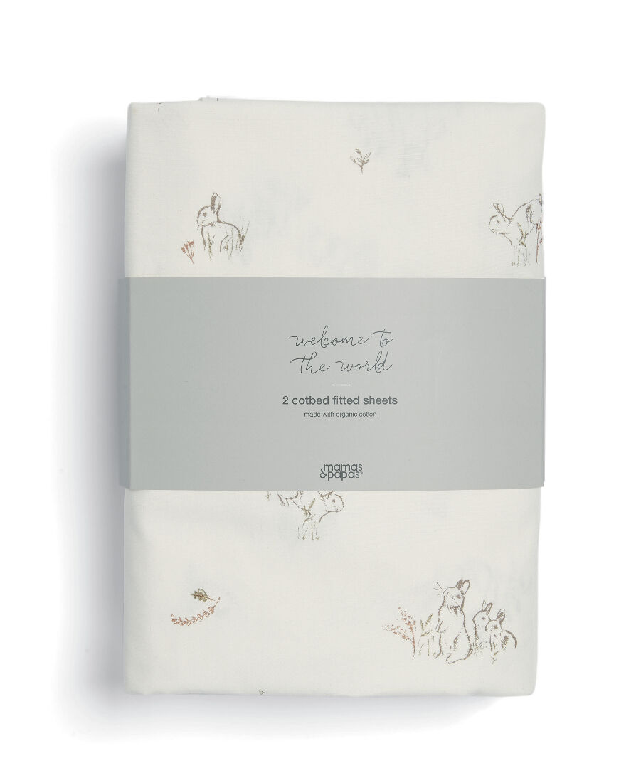 Welcome to the World Seedling Cotbed Fitted Sheets (2 pack) - Bunny/Fox image number 2