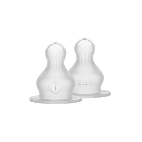 BIBS Baby Bottle Nipple Round Silicone 2 Pack Fast Flow