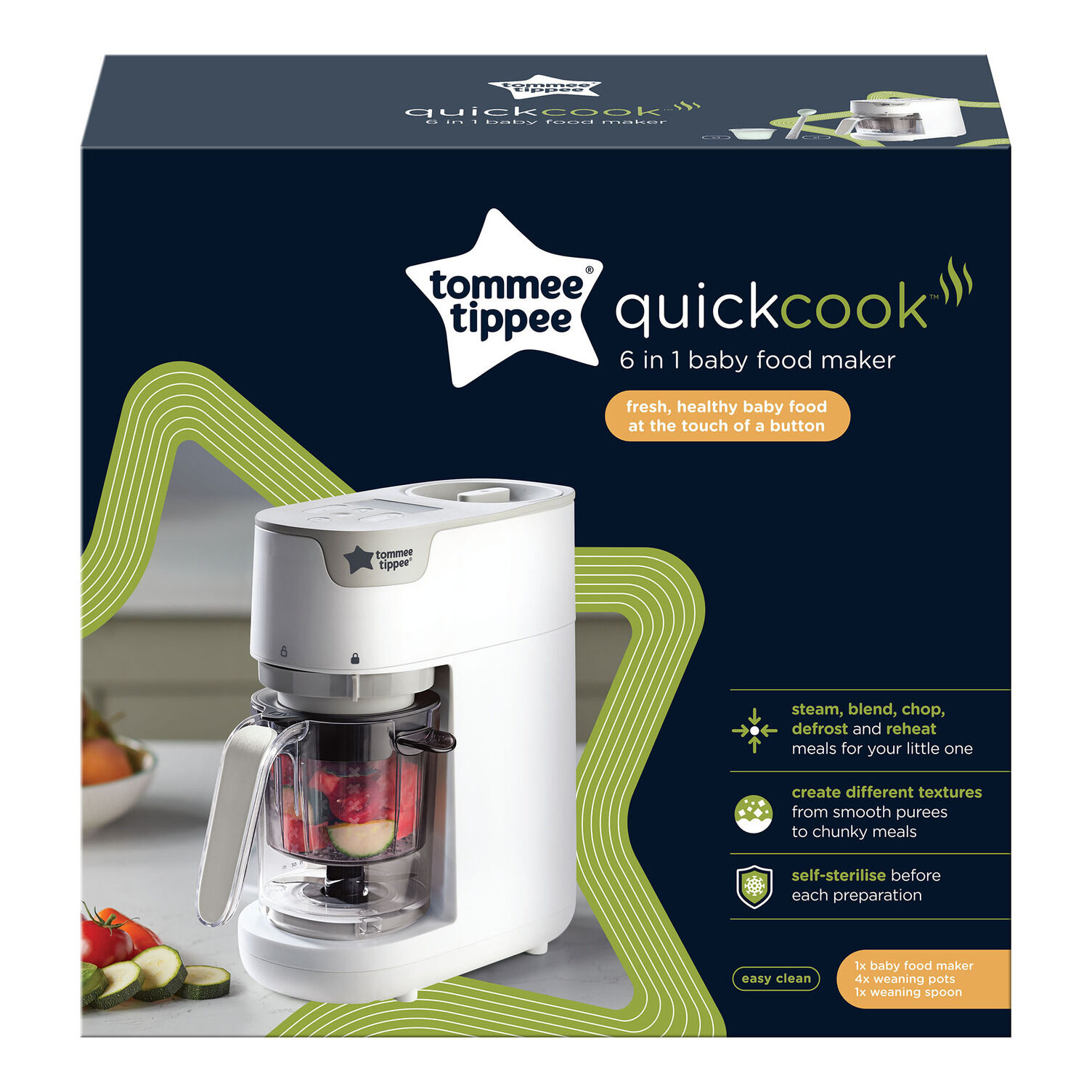 Tommee Tippee Quick Cook 6 IN 1 Food Maker with First Mealtime Silicone Set image number 4
