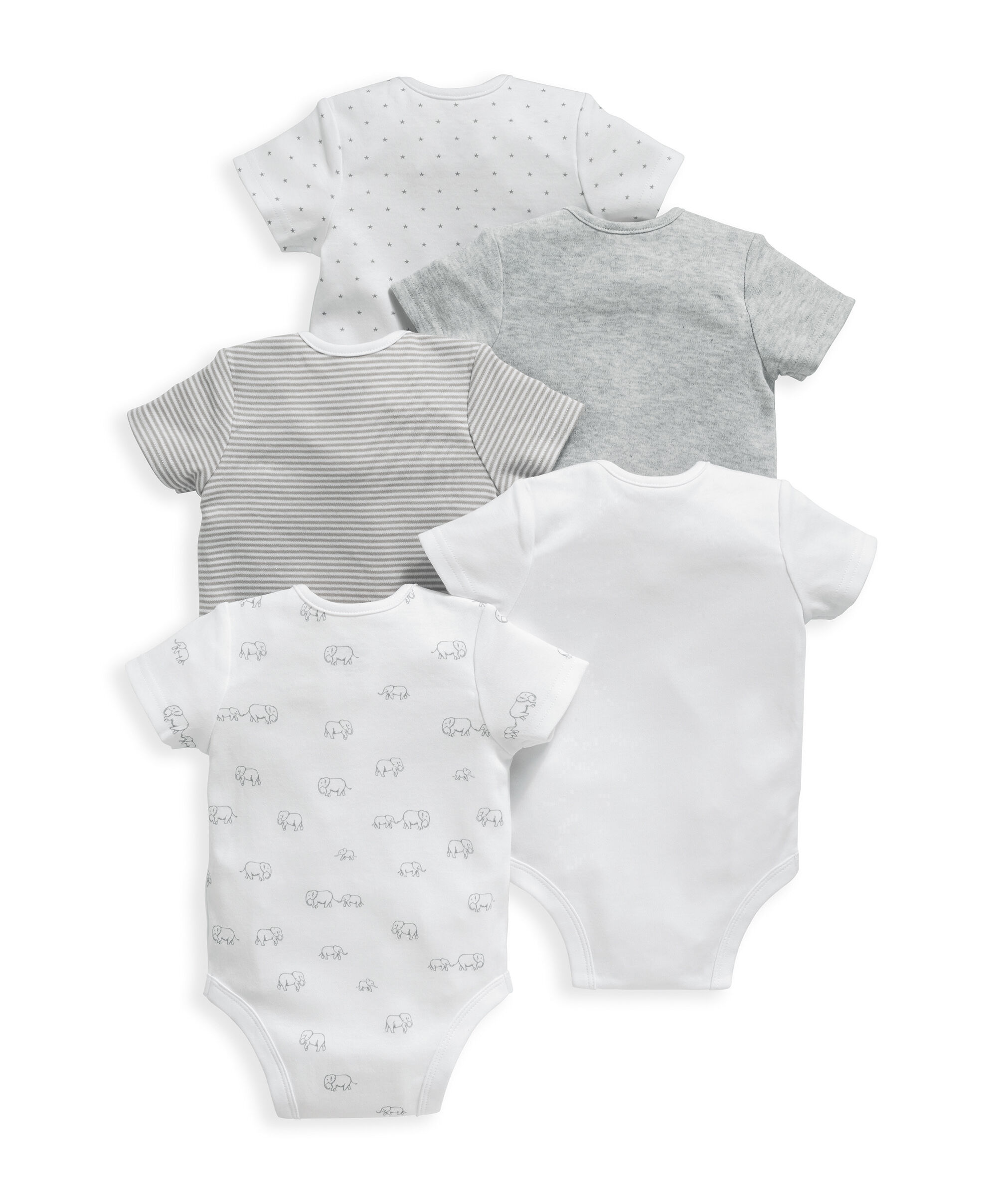 5 Pack Elephant Short Sleeved Bodysuits image number 2