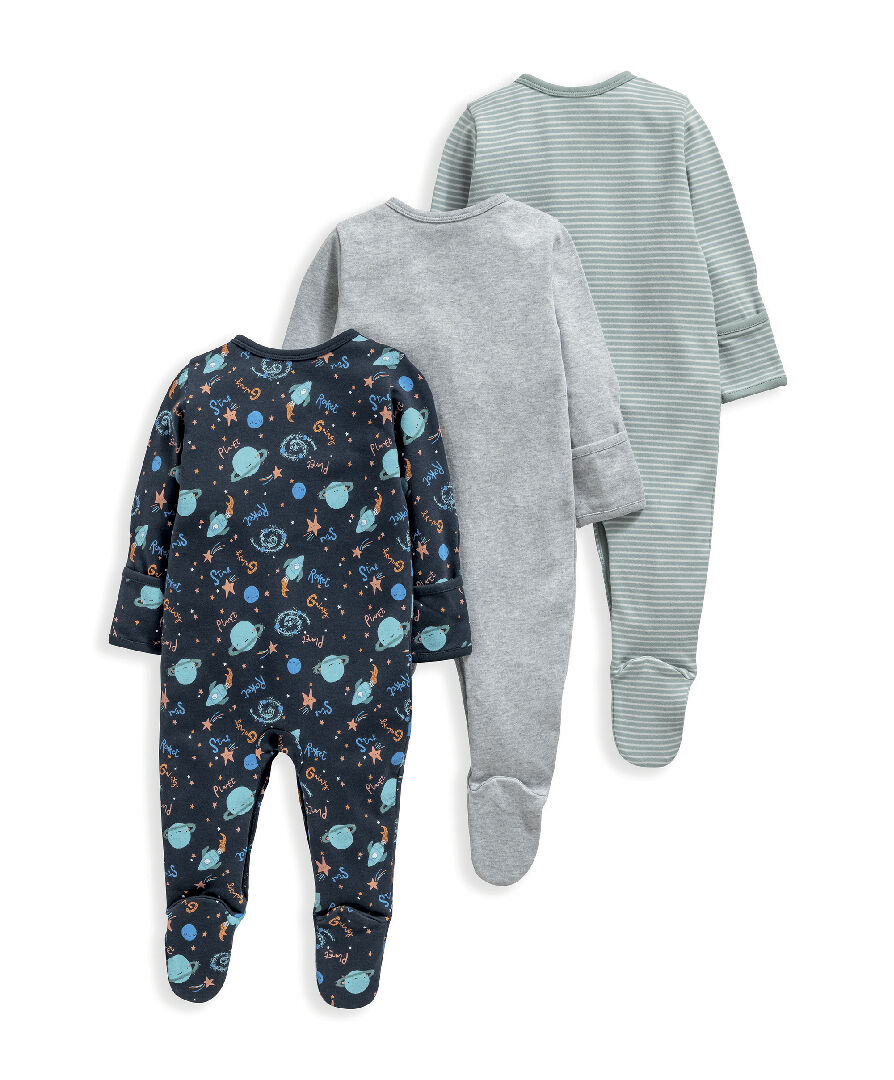 3 Pack ABC Blast Off Sleepsuits image number 3