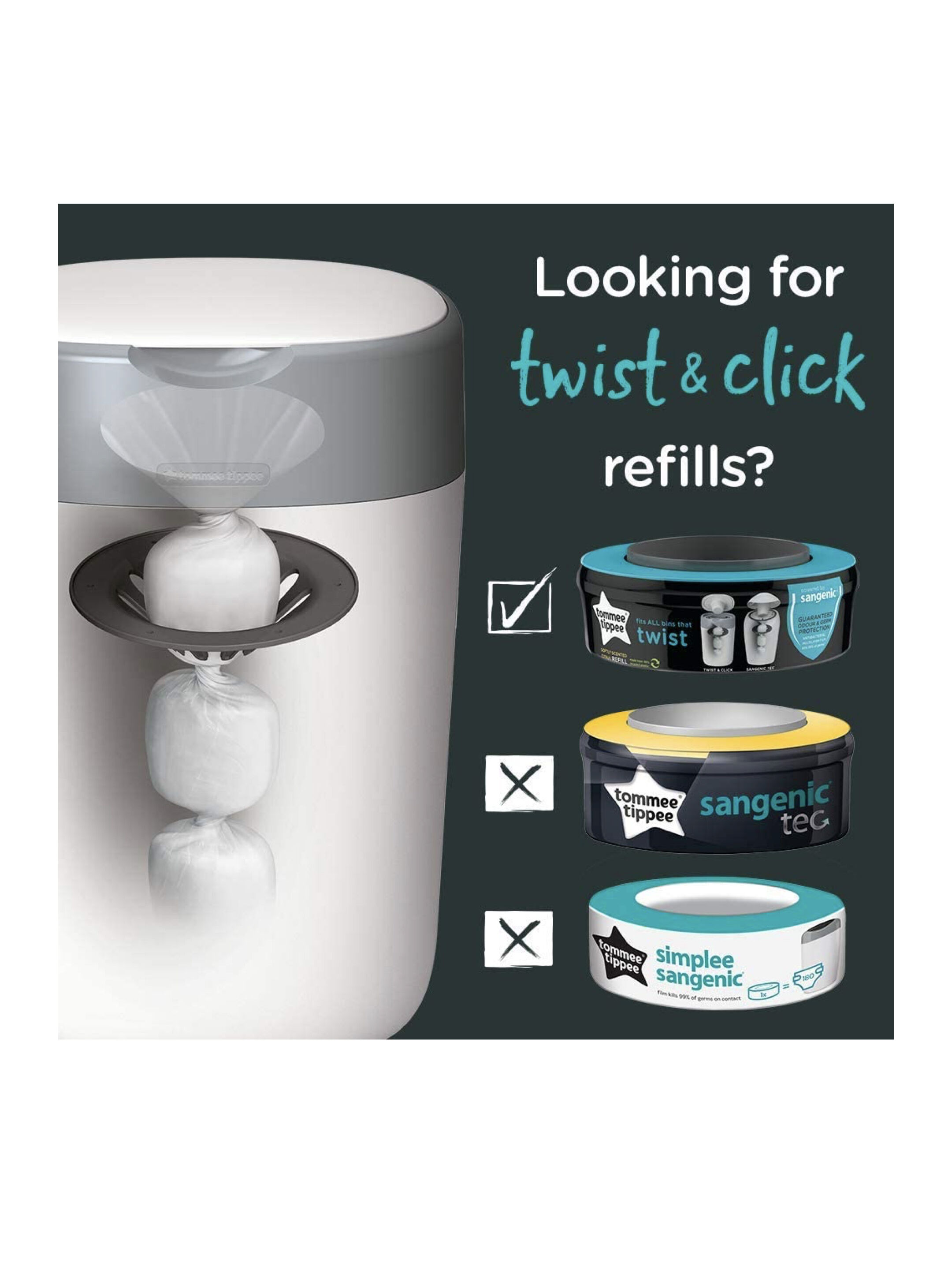 Tommee Tippee Nappy Disposal Sangenic Tec Refills, pack of 3 image number 4