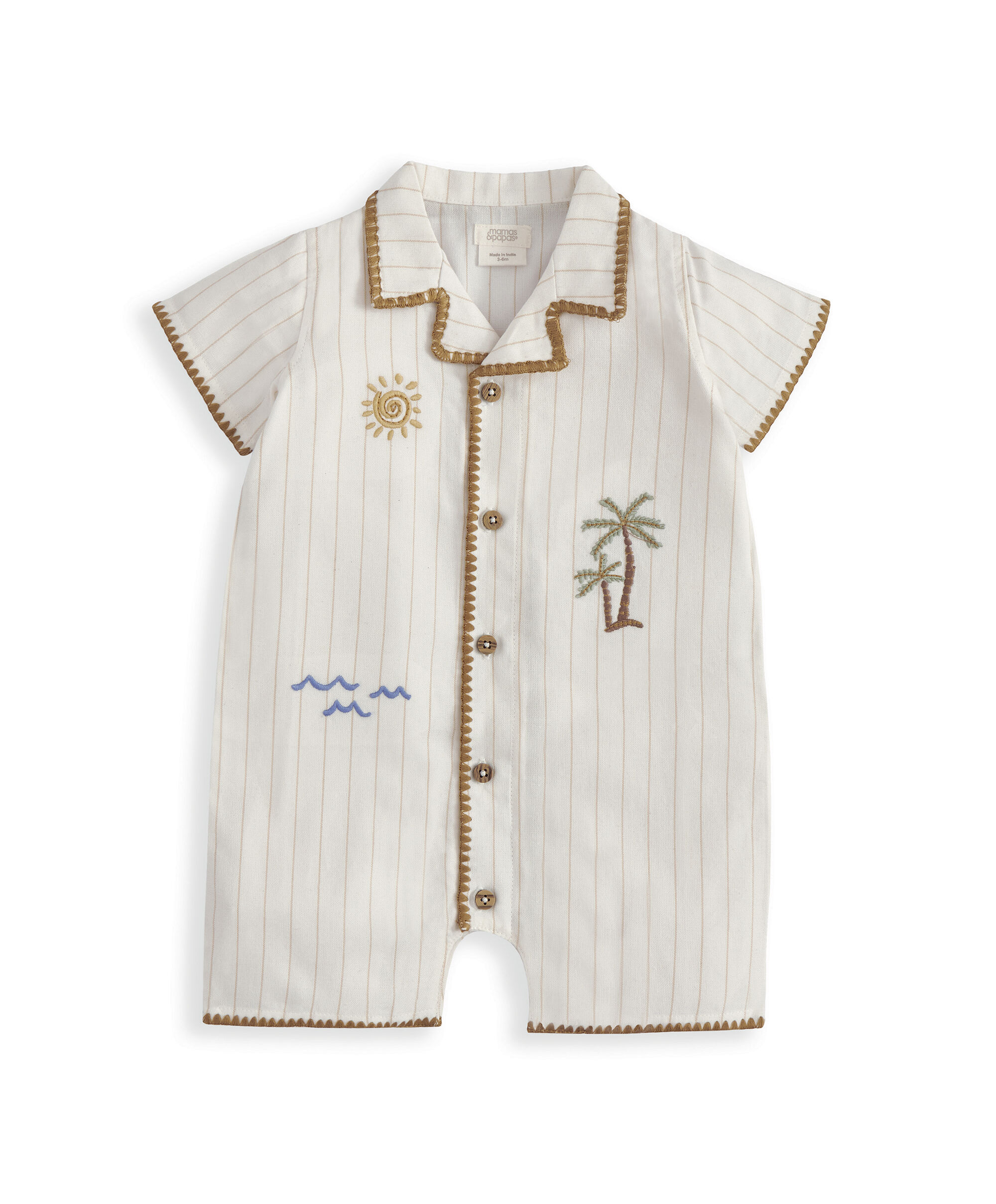 Linen Shirt Romper image number 2