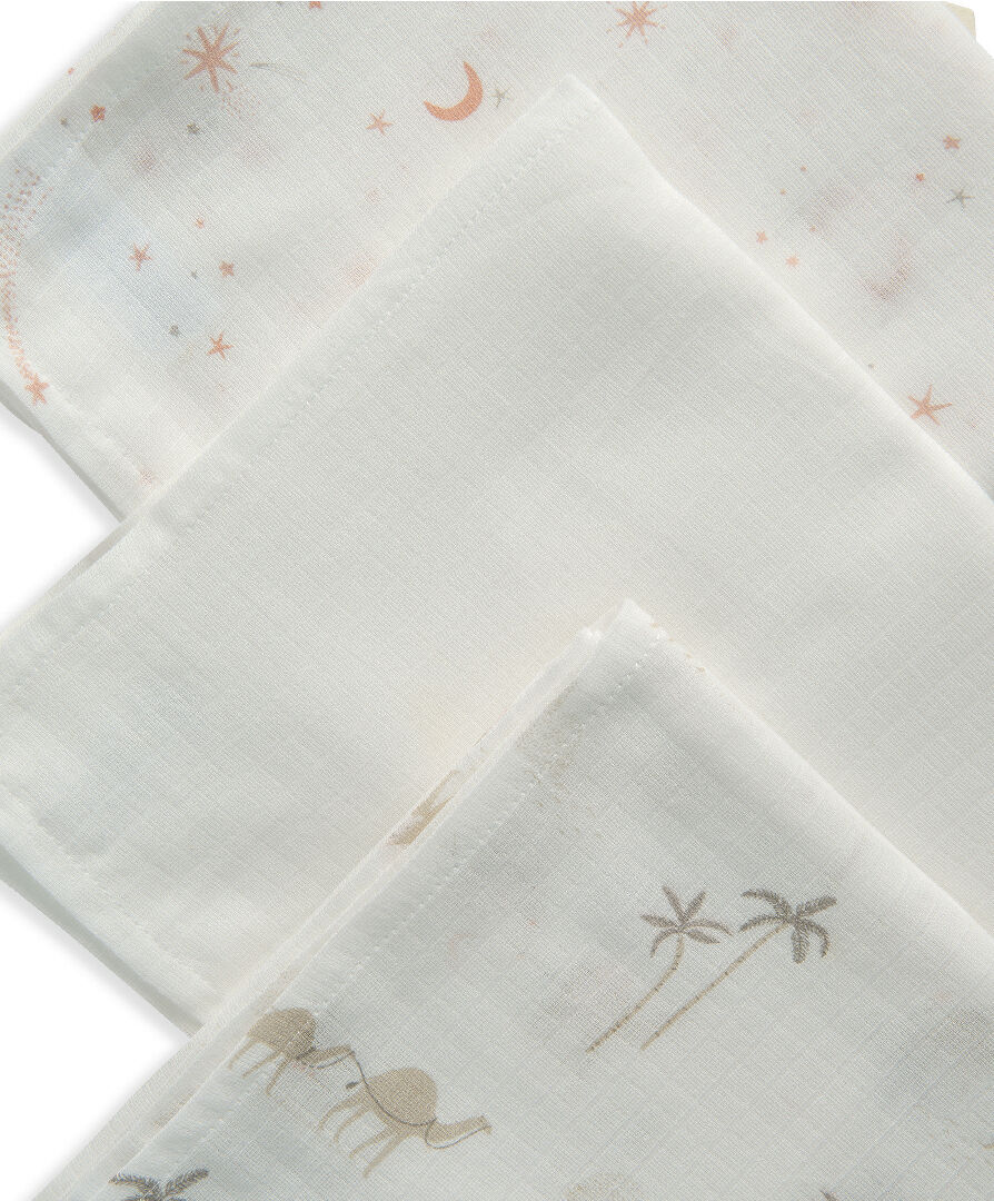 3 Pack Muslin Squares Camel Pink image number 2