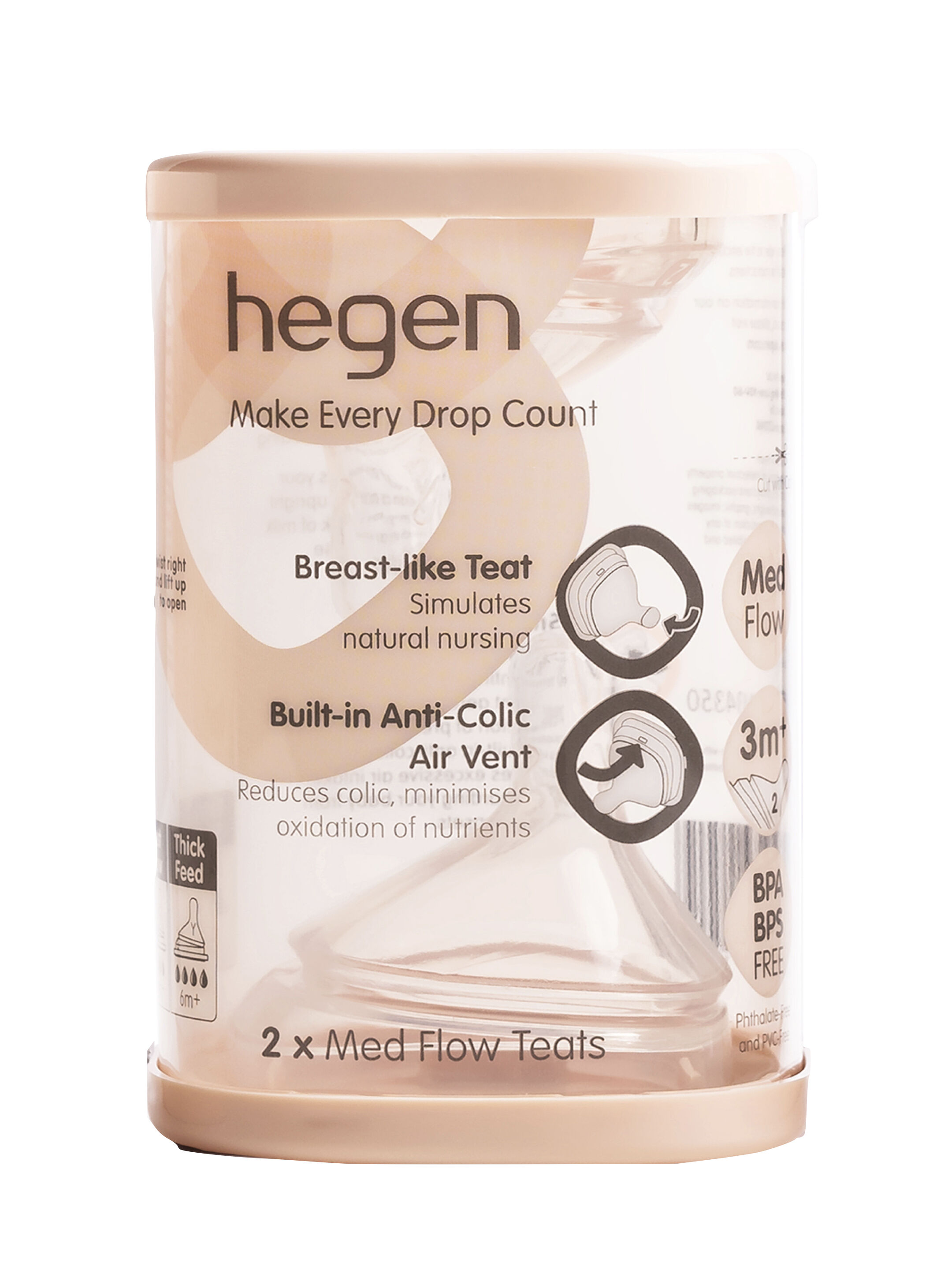 Hegen Teat Medium Flow (2-pack) - 3 to 6 months image number 1
