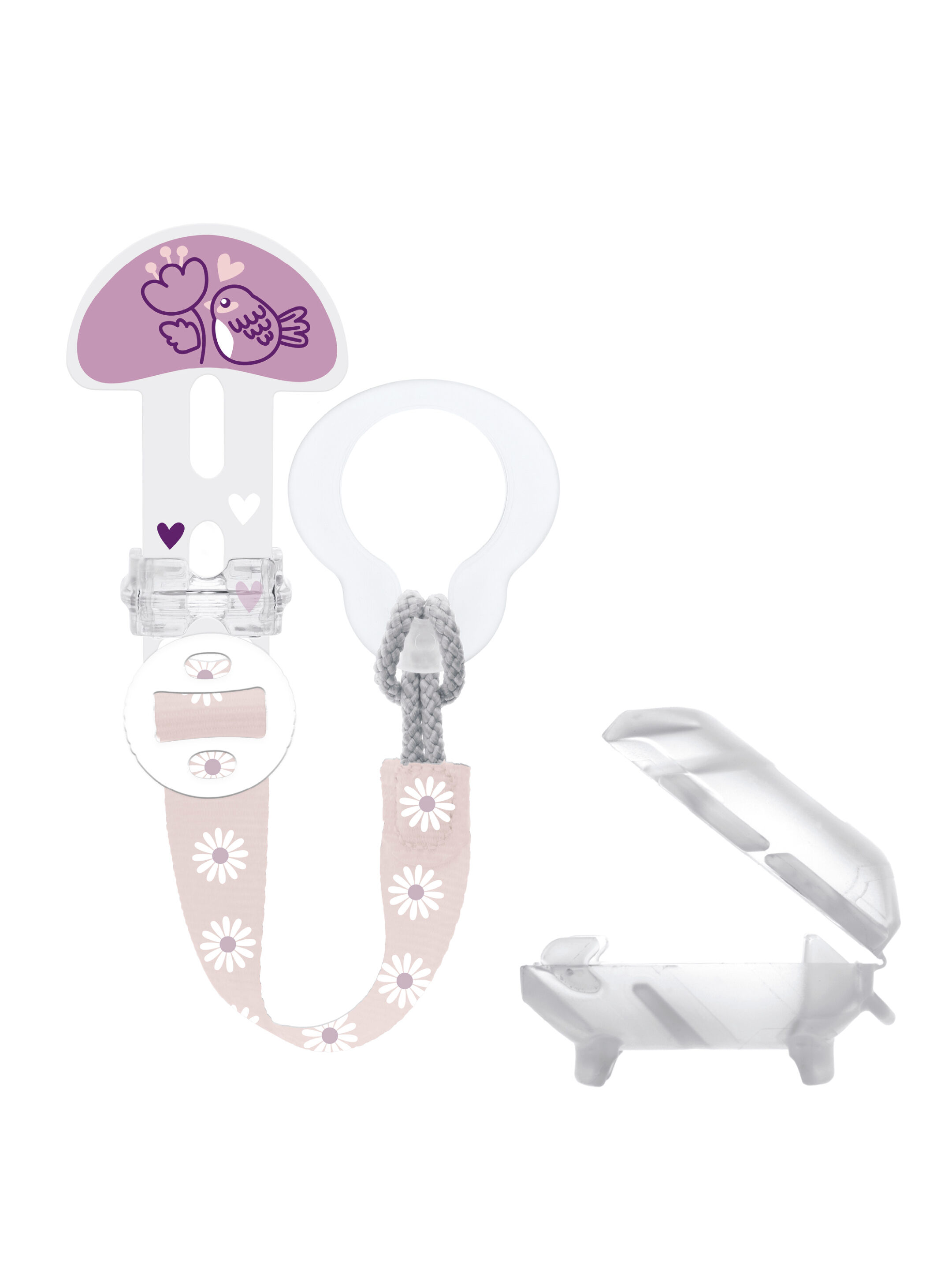 Mam Baby Clip-It! & Cover  Clip - 0 M+ | Sealife Pink - Pack of 2 image number 1