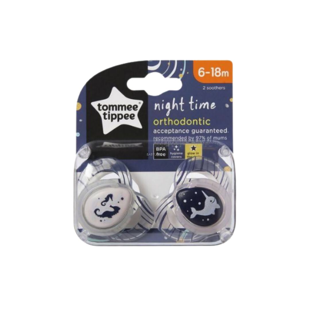 Tommee Tippee 2X 6-18M NIGHTTIME Soother image number 1