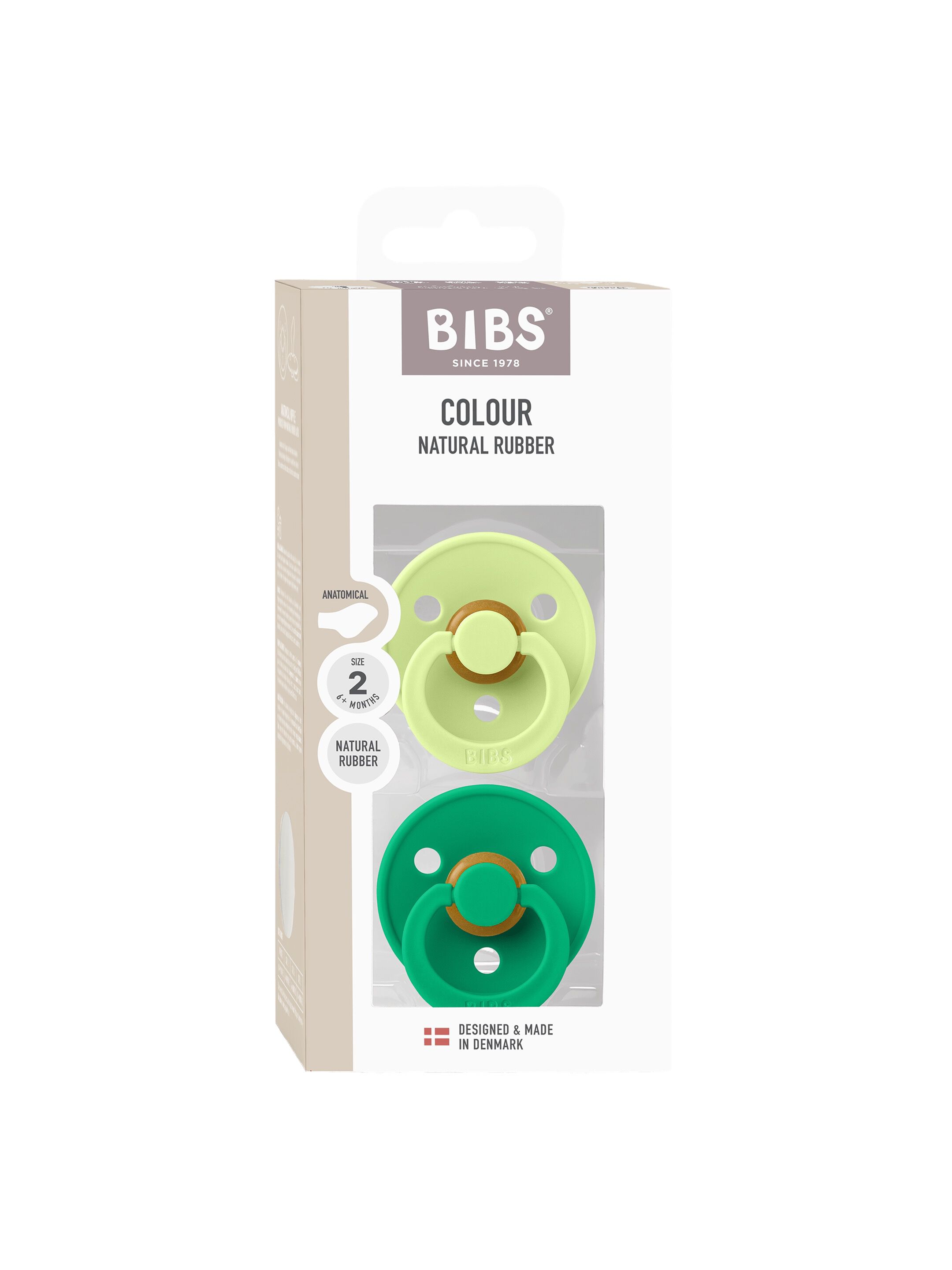 BIBS Pacifier Colour 2 pack Latex Size 2 Matcha/Cactus image number 1
