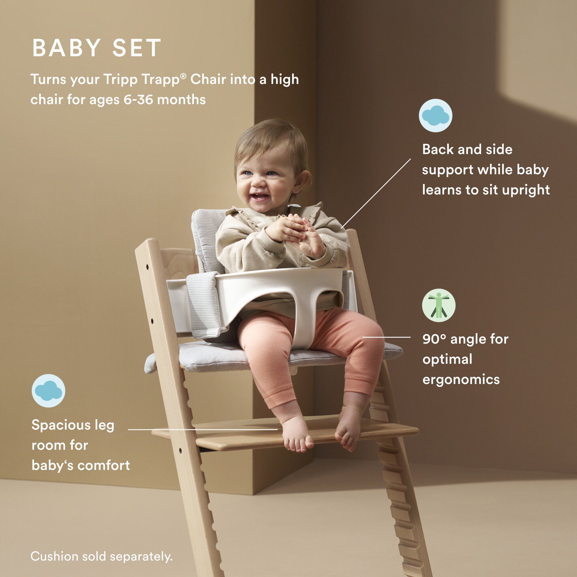 Stokke Tripp Trapp Chair + Baby & Newborn Set Bundle - Serene Pink (3 pieces) image number 5