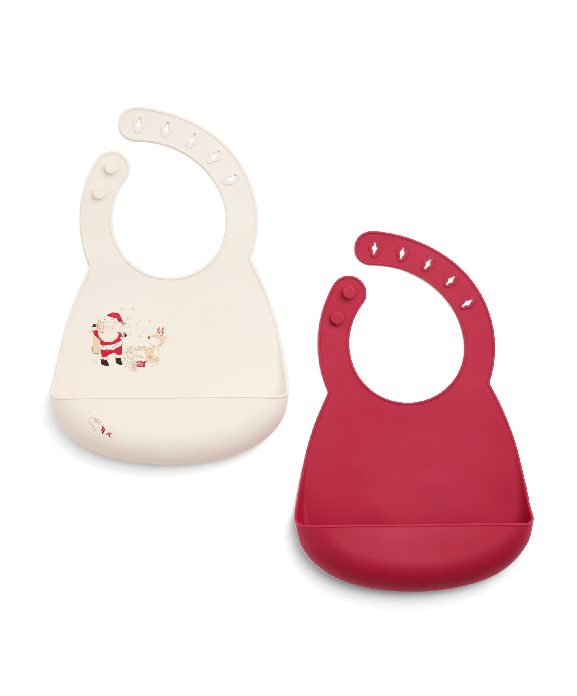 Xmas 2Pk Silicone Bibs - Santa Frie image number 1