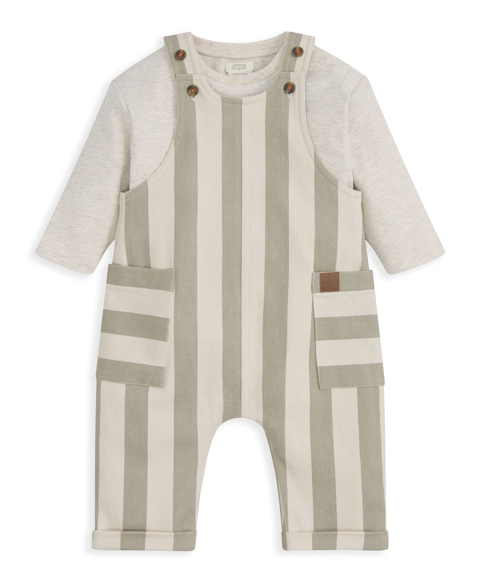 Stripped Dungarees & Ribbed Top image number 3