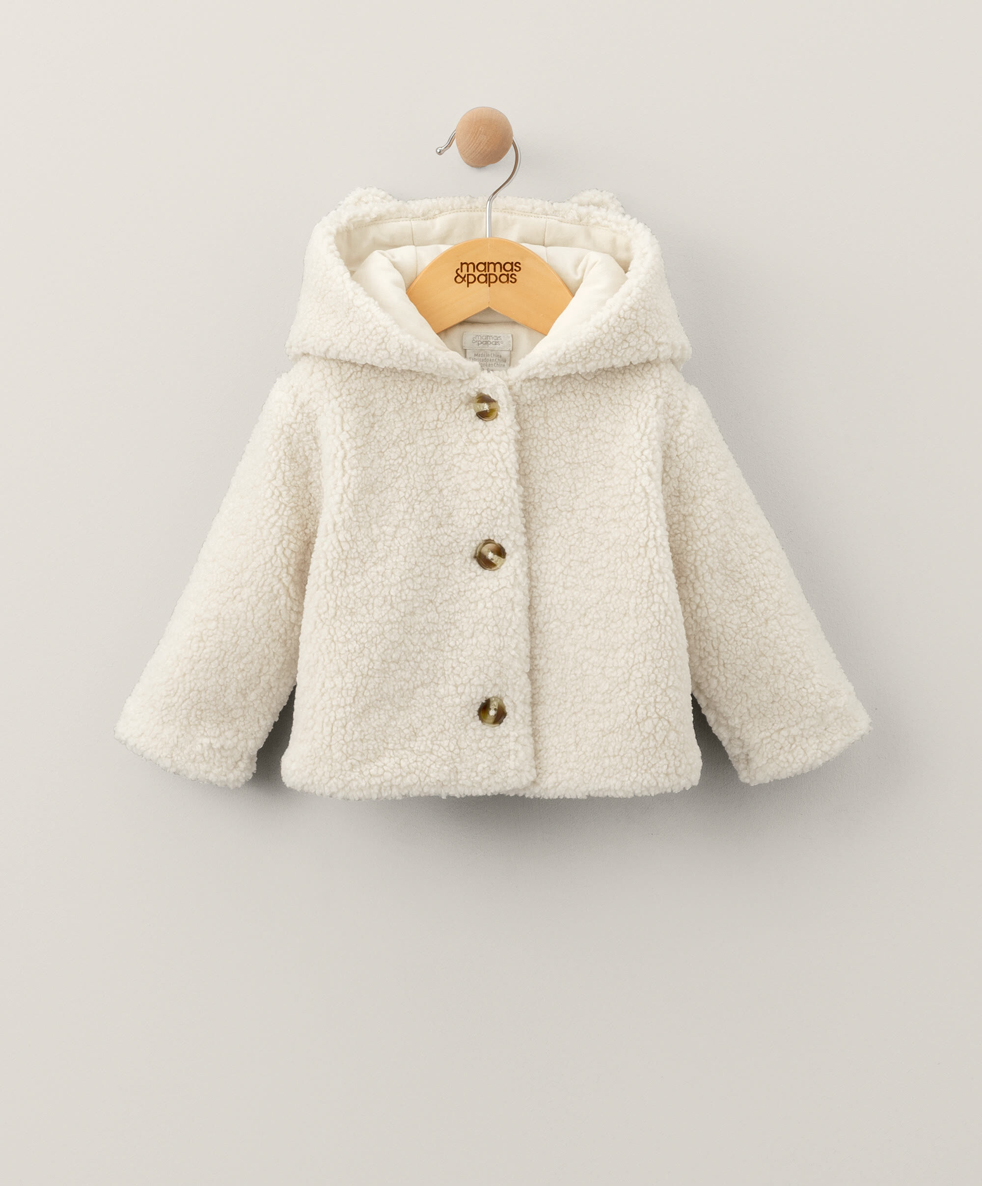 Cream Borg Hooded Jacket image number 1