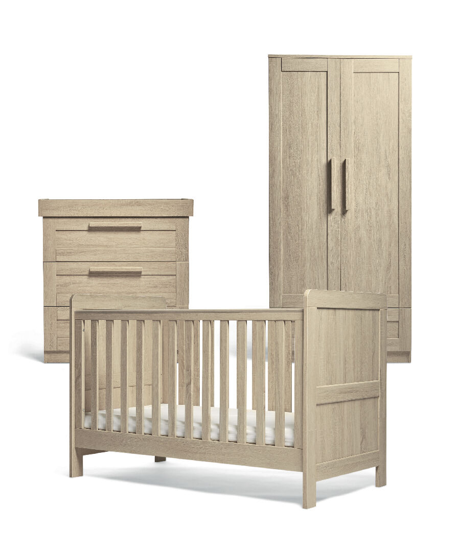 Atlas 3 Piece Cotbed Set with Dresser Changer and Wardrobe- Light Oak image number 9