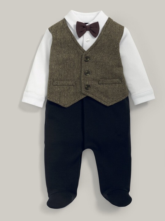 Waistcoat Mock Outfit All-In-One Navy/Grey- 0-3 image number 2