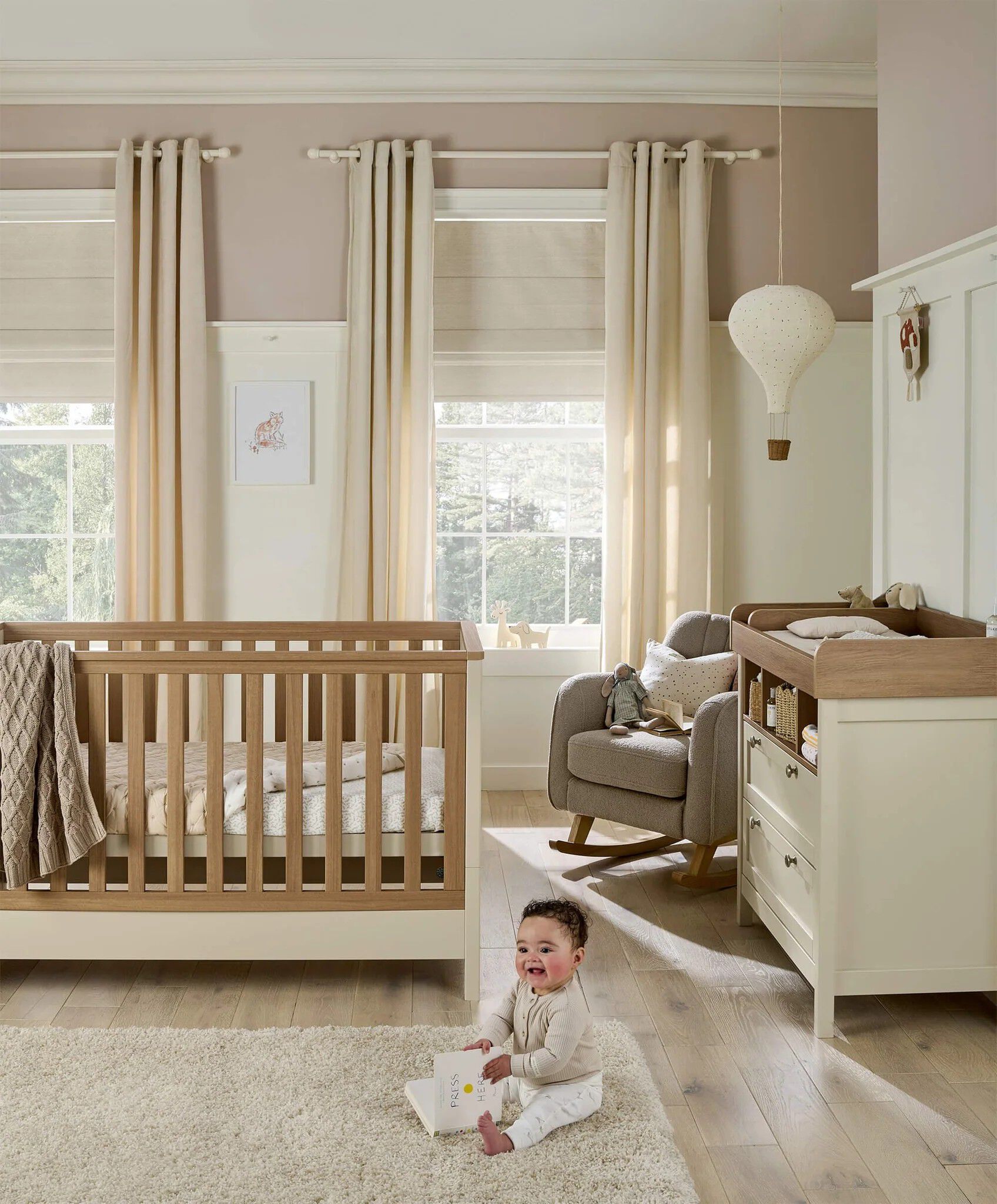 Harwell - Cashmere 2 Piece Cotbed Set with Dresser Changer