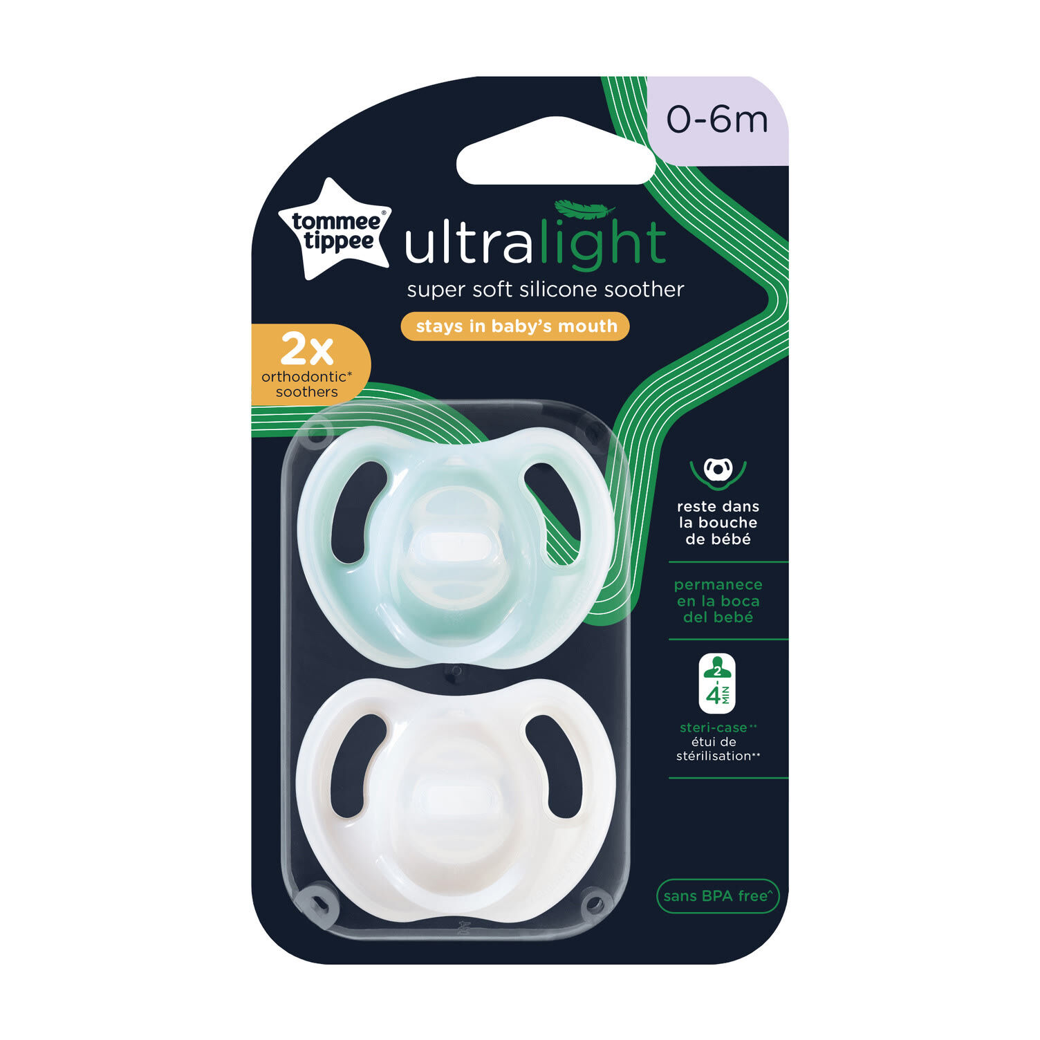 Tommee Tippee Ultra-Light Silicone Soother, 0-6M, 2 Pack, Symmetrical Orthodontic Design, Bpa-Free, One-Piece Design image number 2