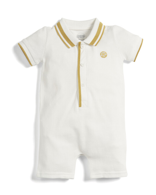 Yellow Football Embroidered Romper image number 3