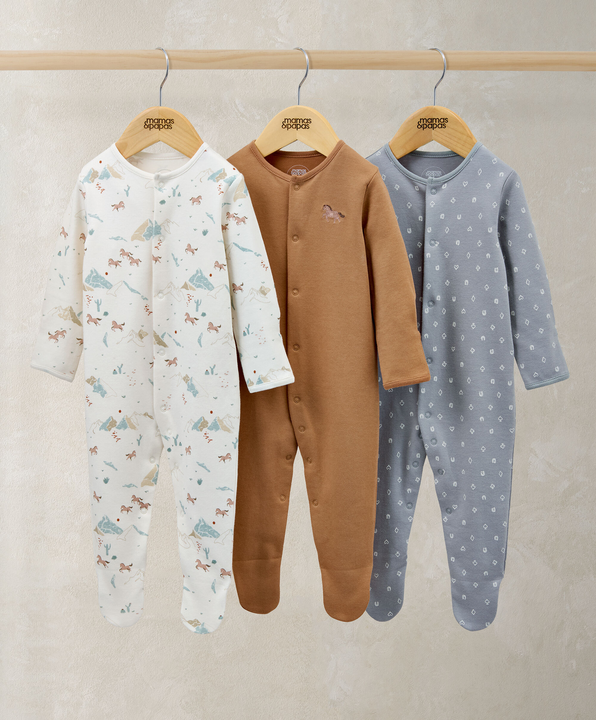 Sleepsuits (Pack of 3) - Rodeo Cards &amp; Horse