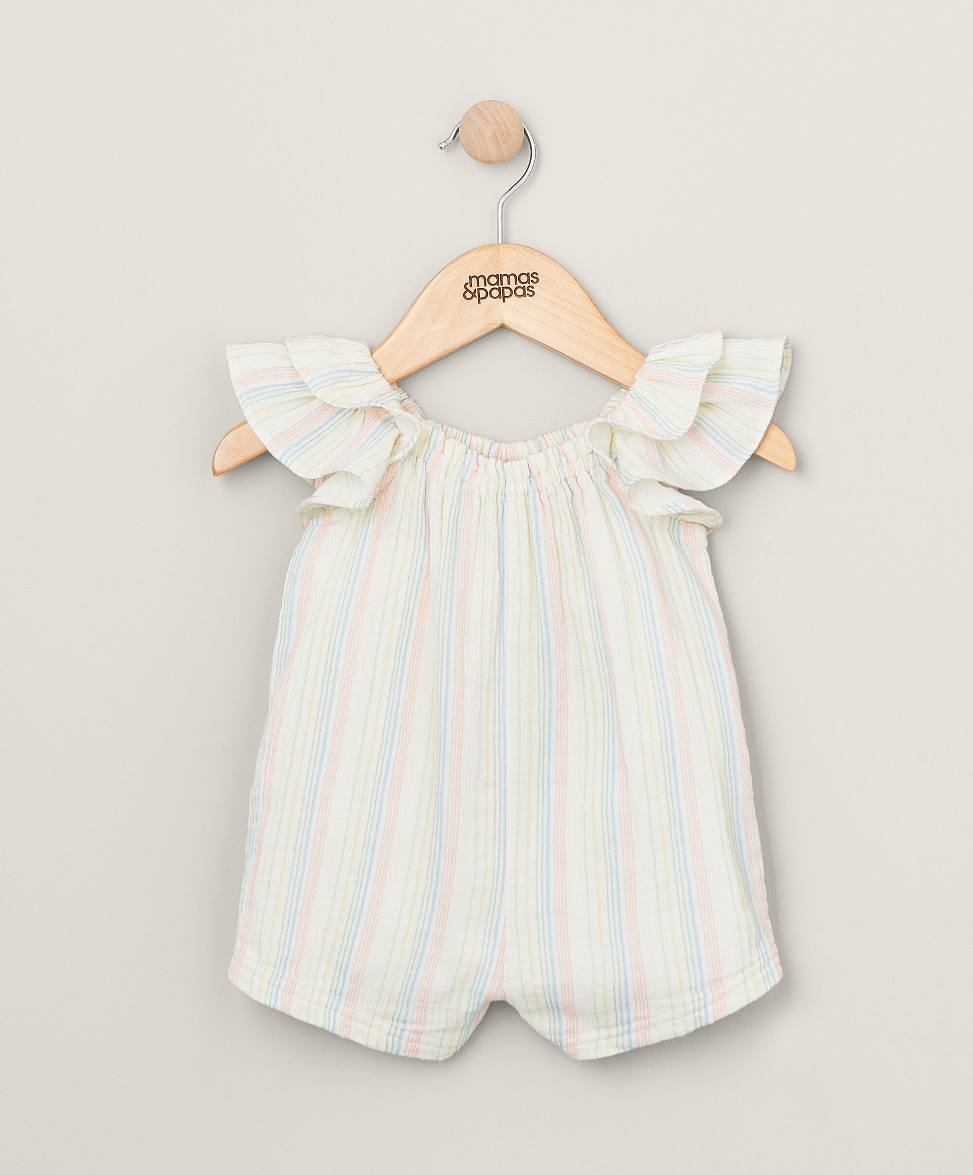 Stripe Frill Sleeve Romper image number 1