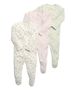 Rose Print Sleepsuits 3 Pack