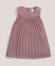 Pleated Dress with Lace Collar Pink- 9-12 months image number 1