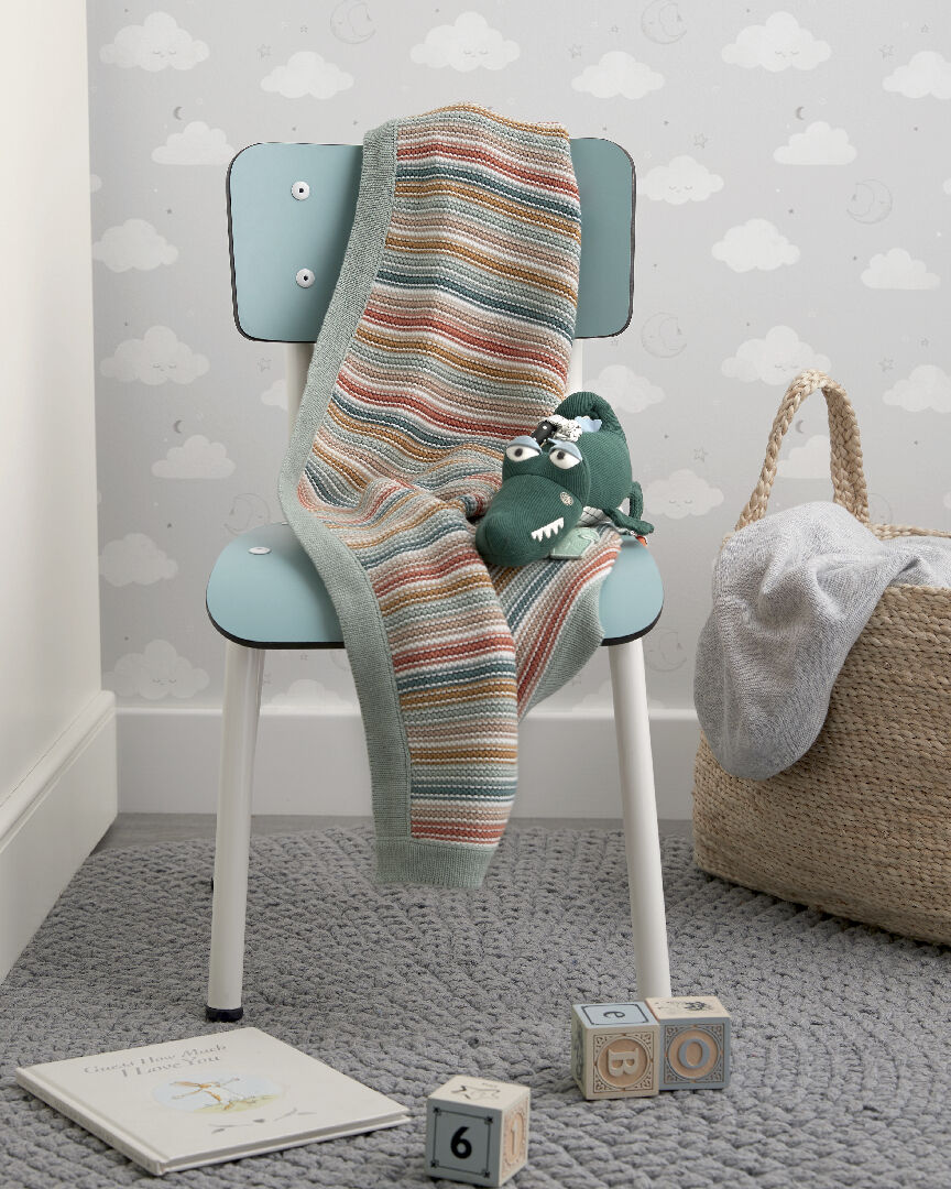 Buy Knitted Blanket Multi Stripe Bedding, Blankets & Pillows