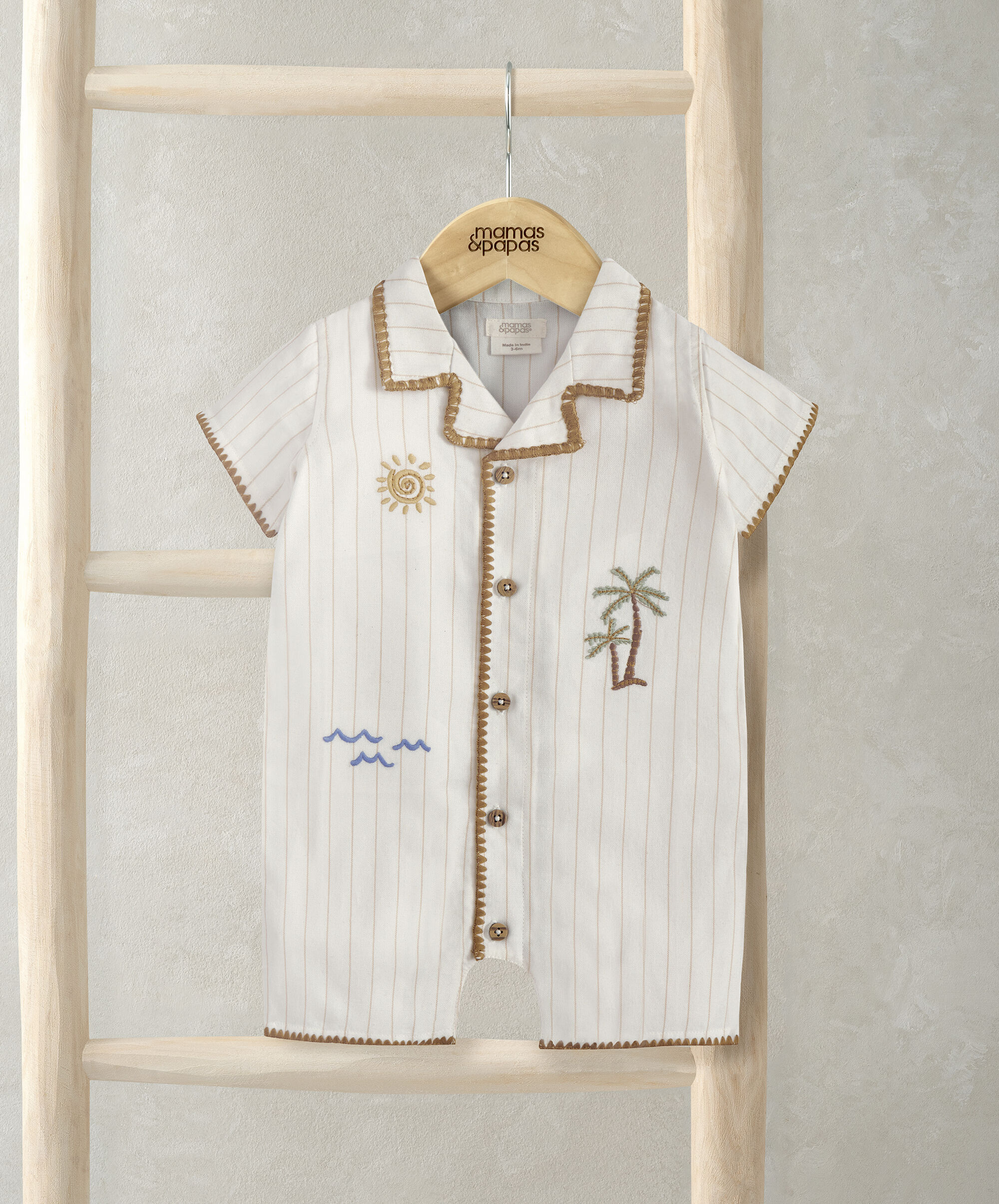 Linen Shirt Romper image number 1